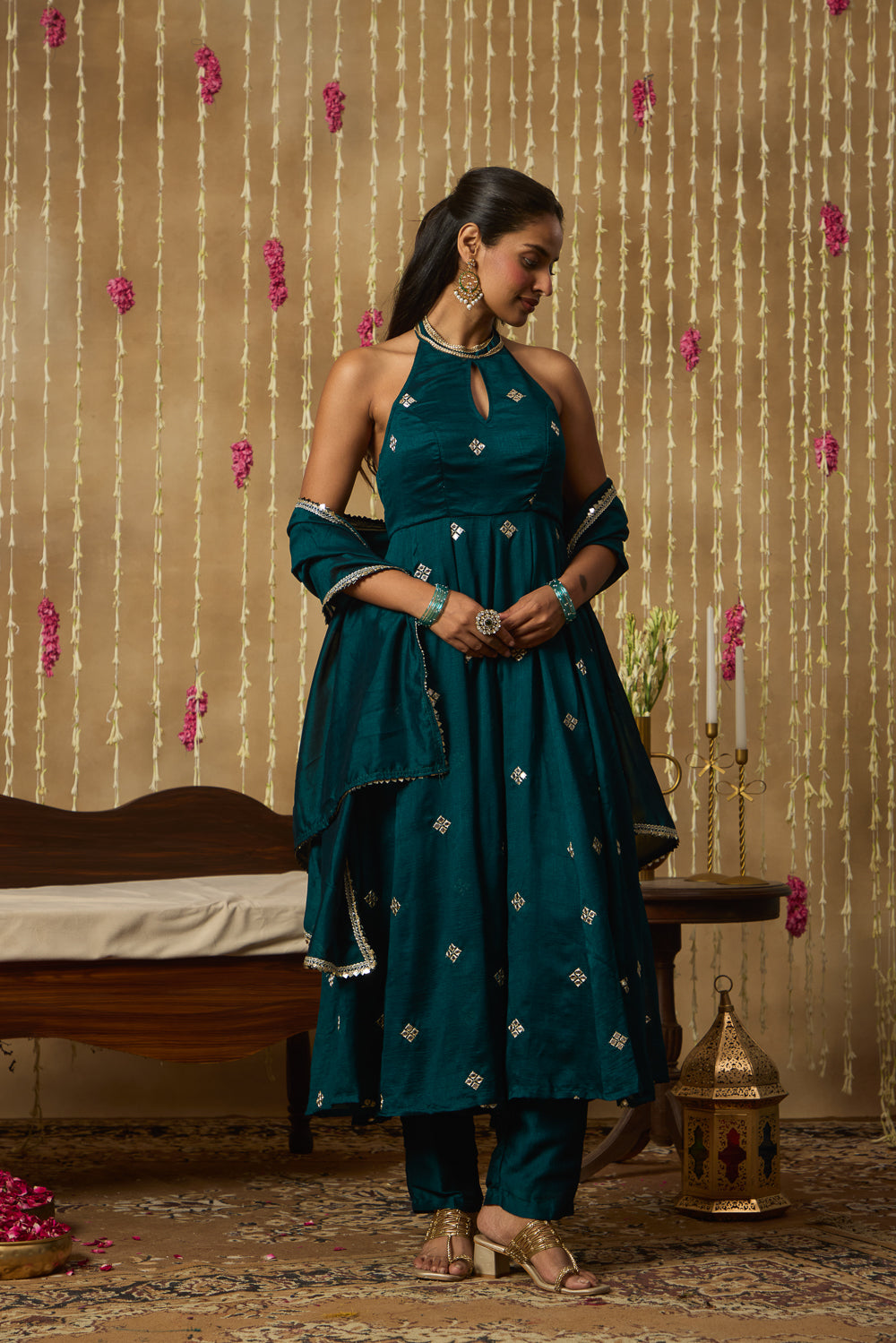 Jhoom Emerald Halter Anarkali Set