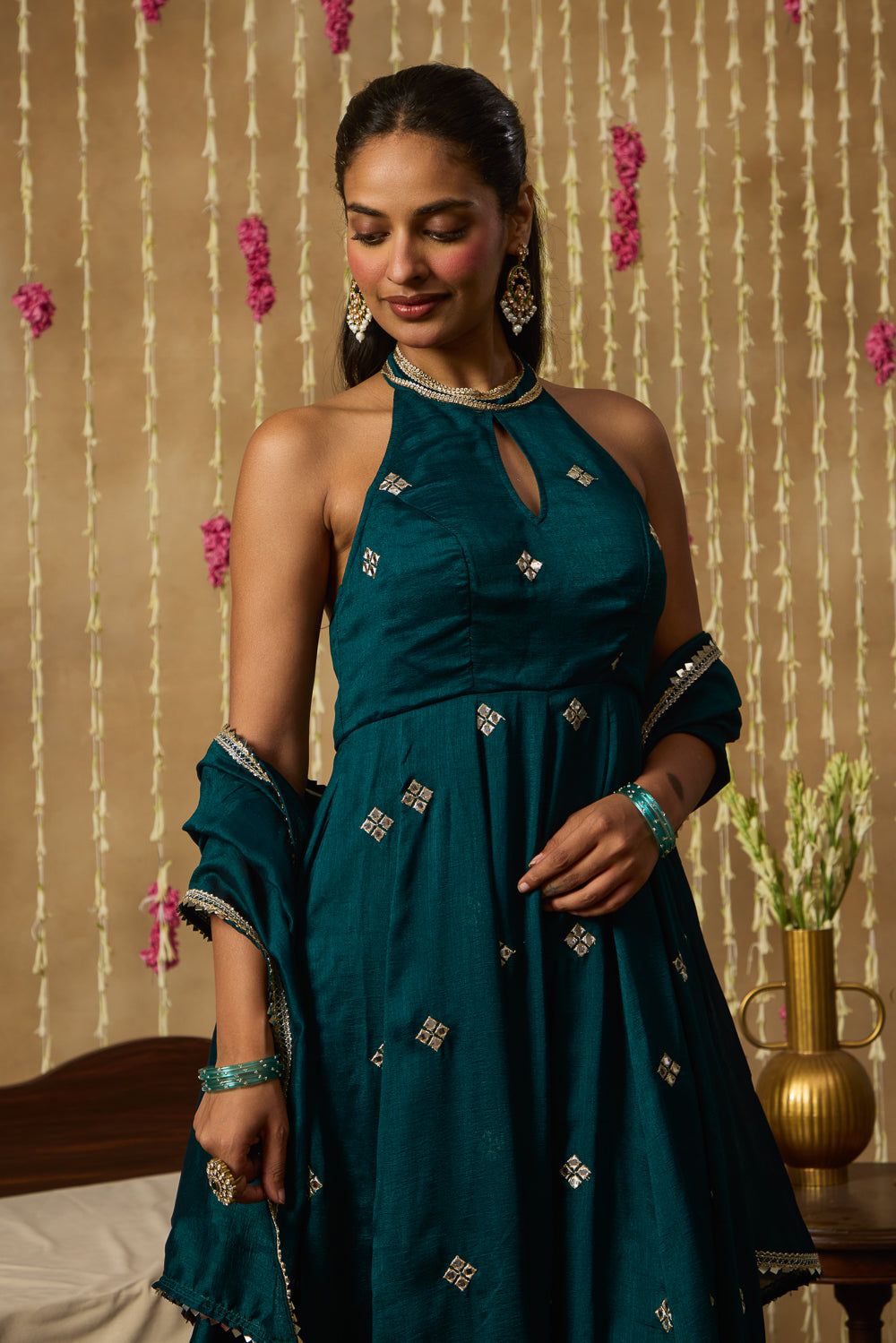 Jhoom Emerald Halter Anarkali Set
