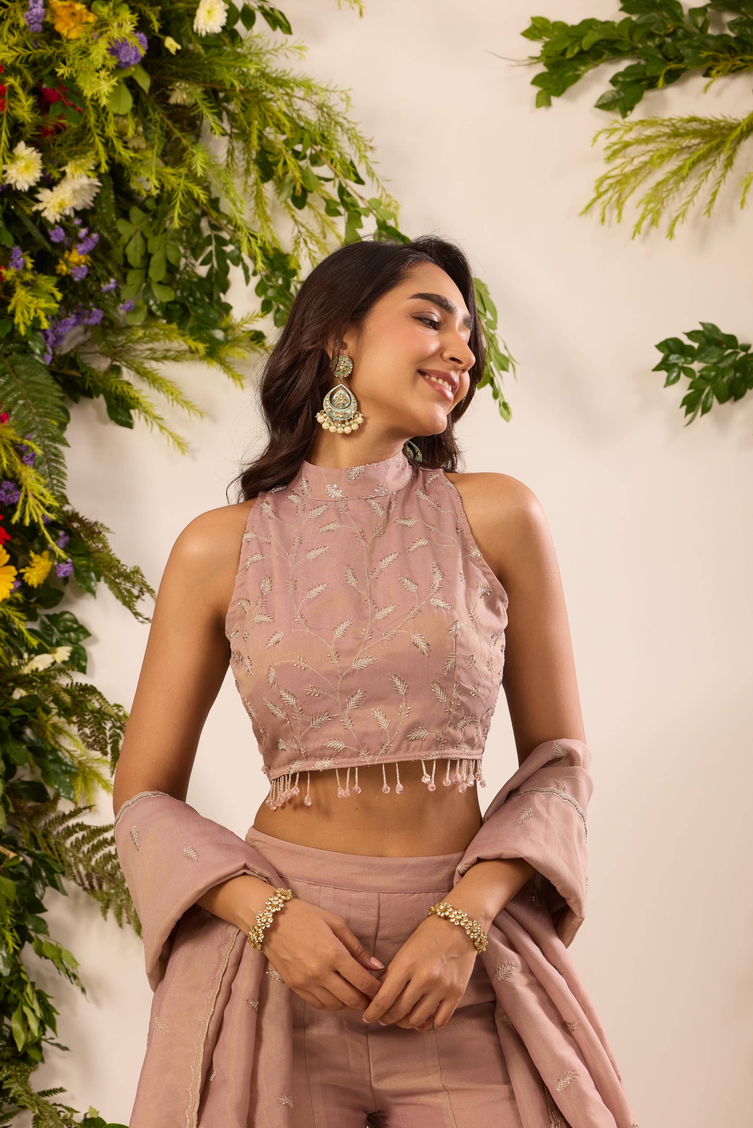 Mastaani Dusty Rose Sharara Set