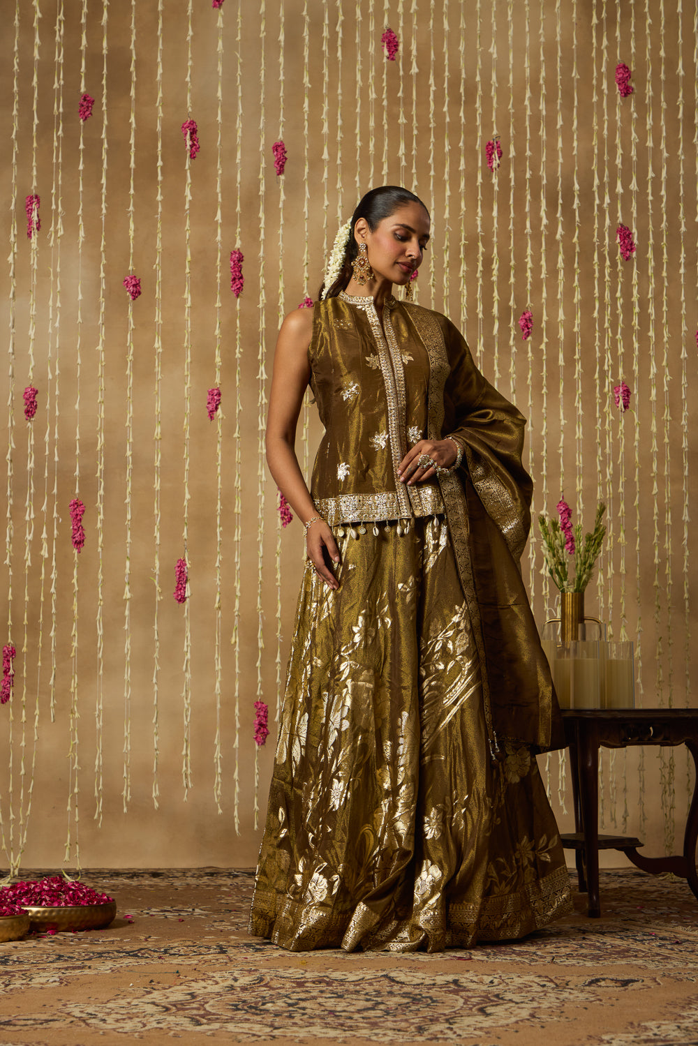 Jhoom Antique Olive Lehenga Set