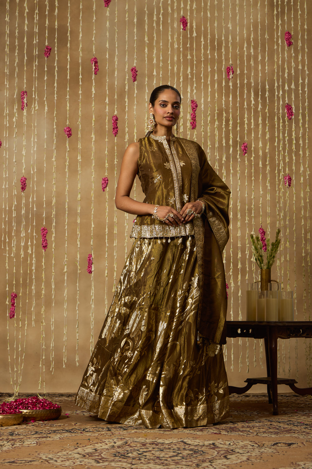 Jhoom Antique Olive Lehenga Set