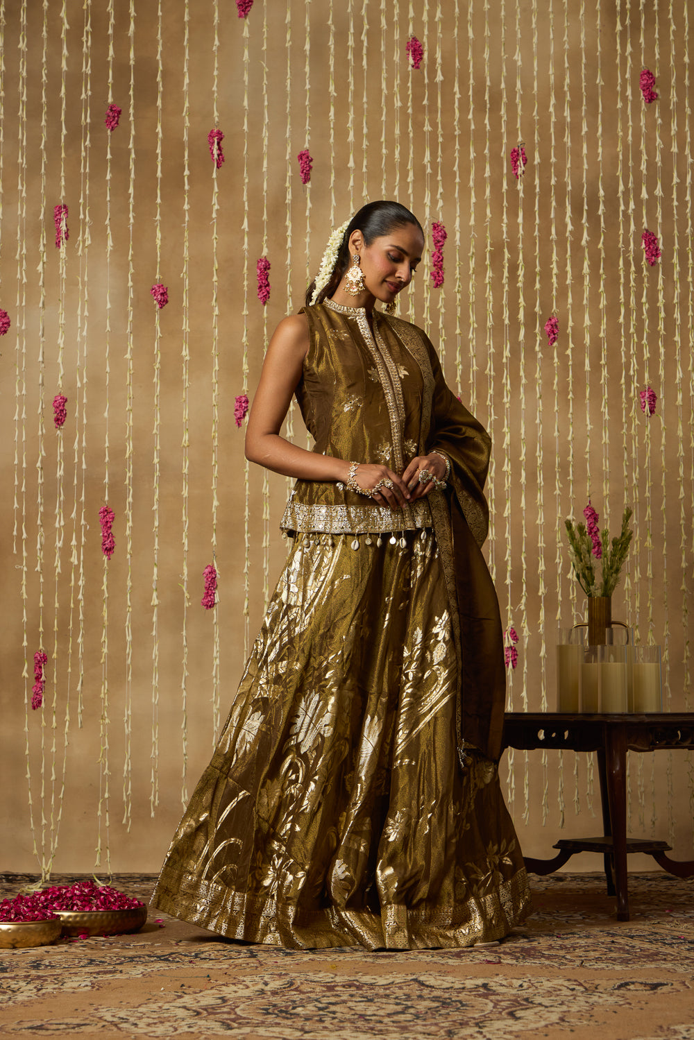 Jhoom Antique Olive Lehenga Set
