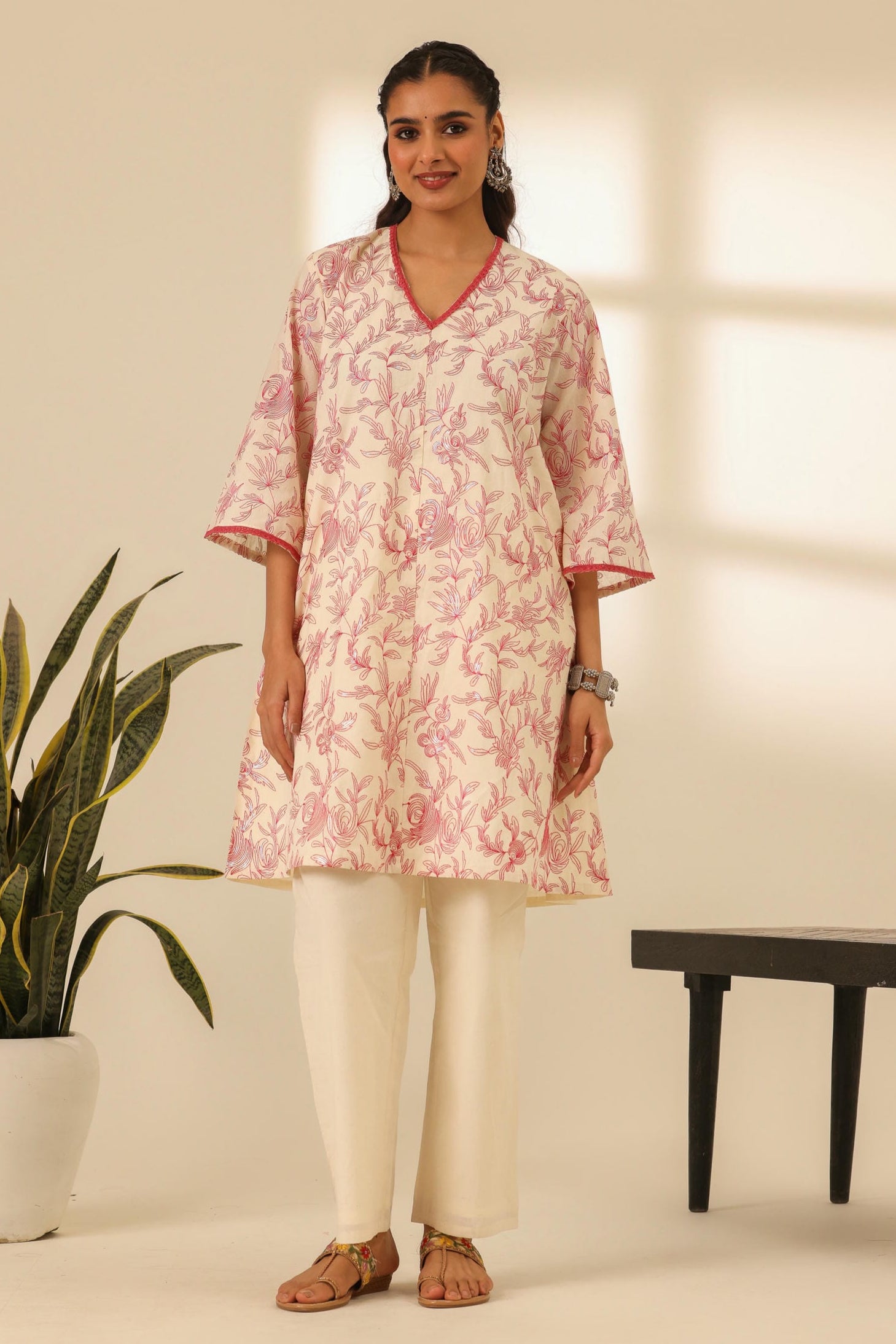 Rangrez Fuchsia Glow Embroidered A Line Kurta Set