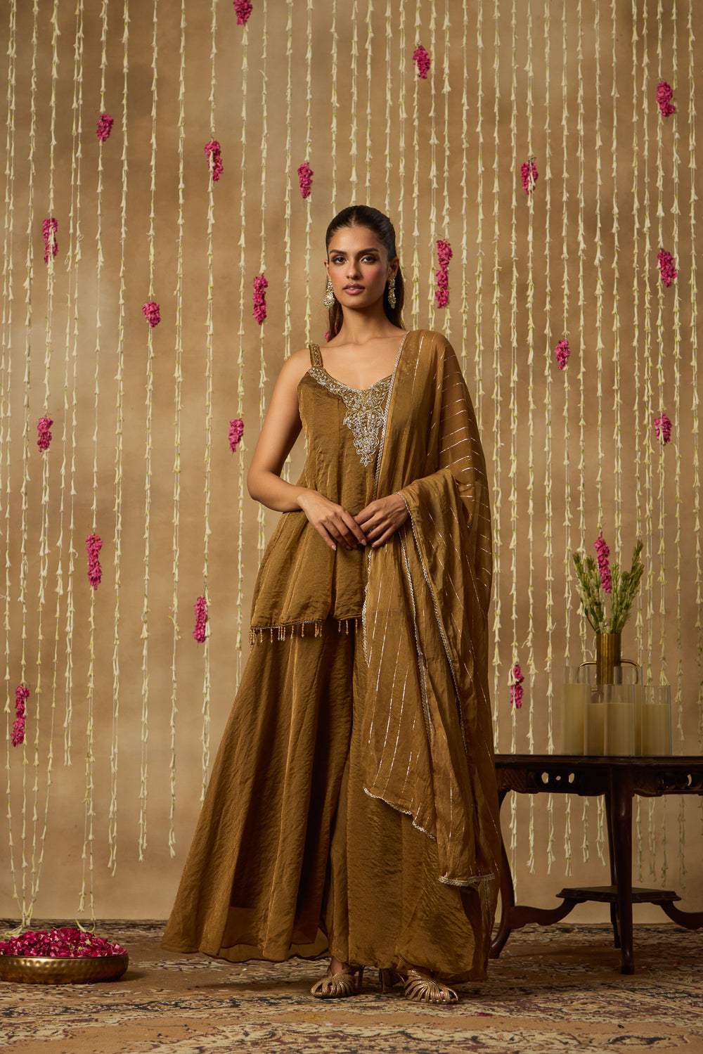 Jhoom Rustic Moss Sharara Set