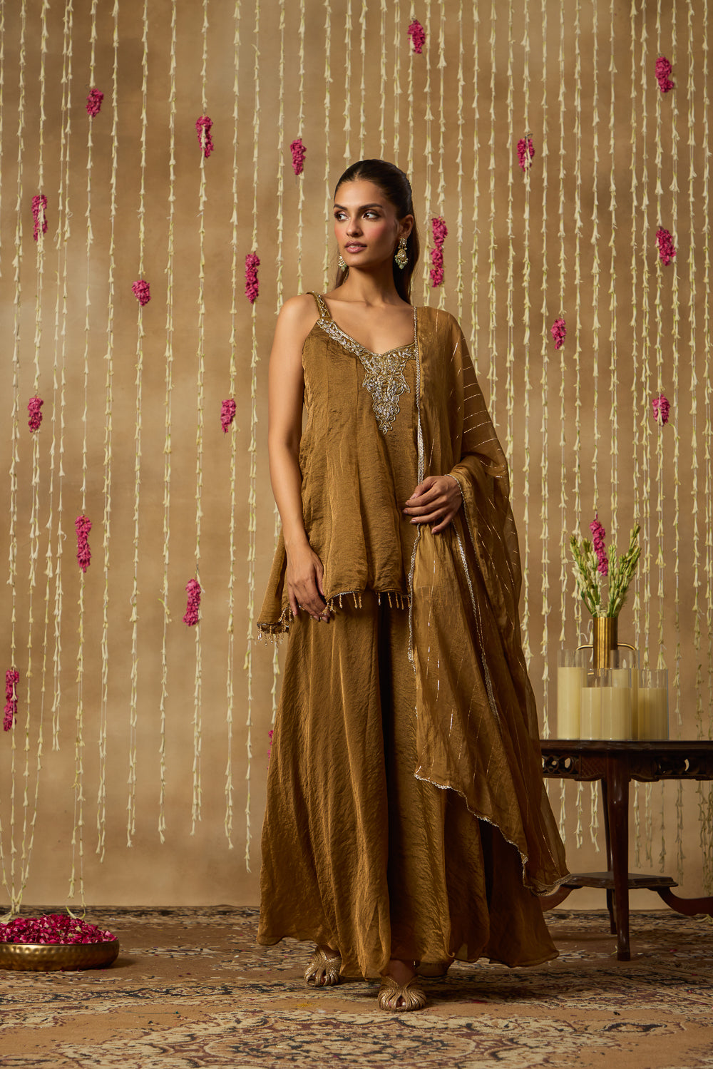 Jhoom Rustic Moss Sharara Set