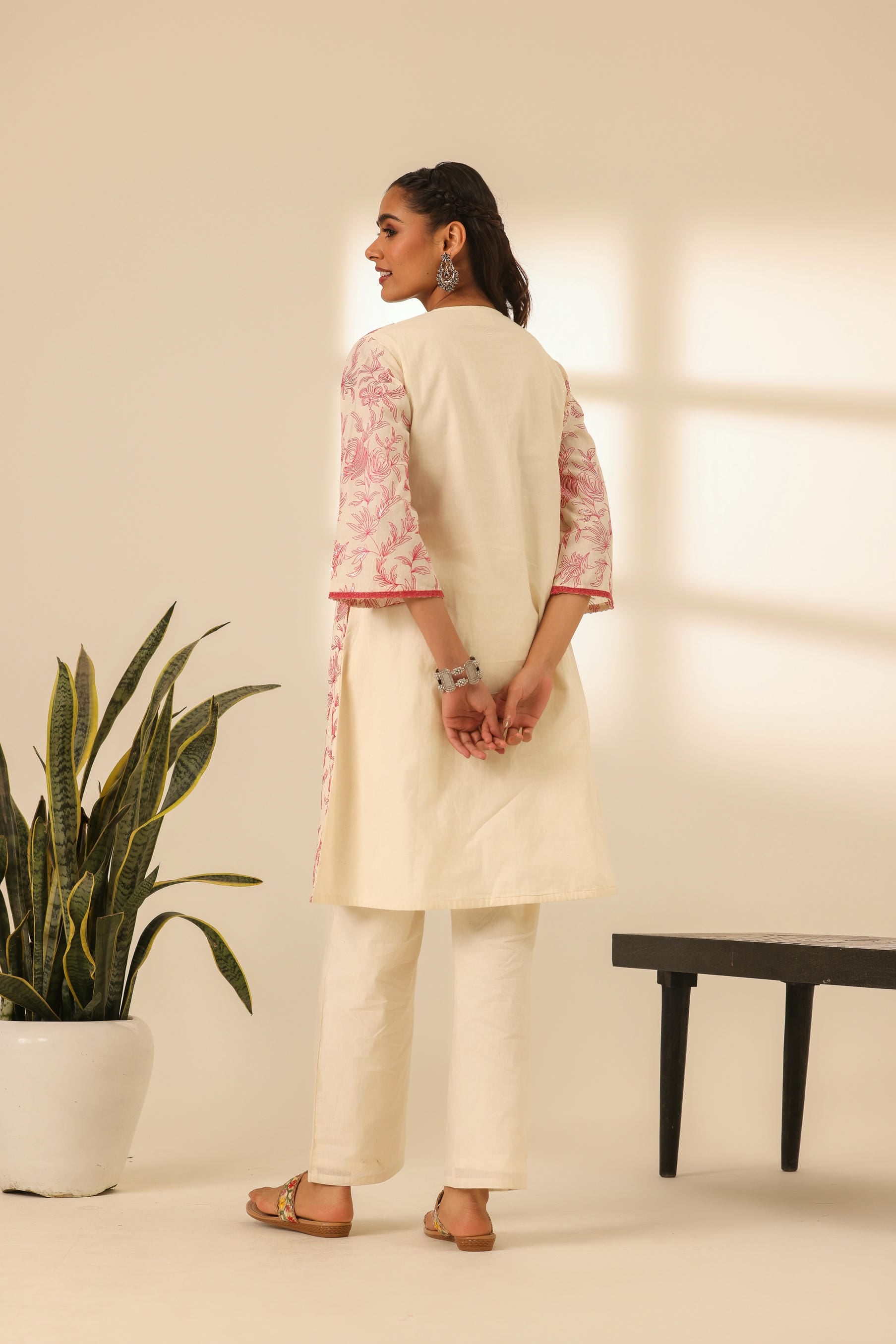 Rangrez Fuchsia Glow Embroidered A Line Kurta
