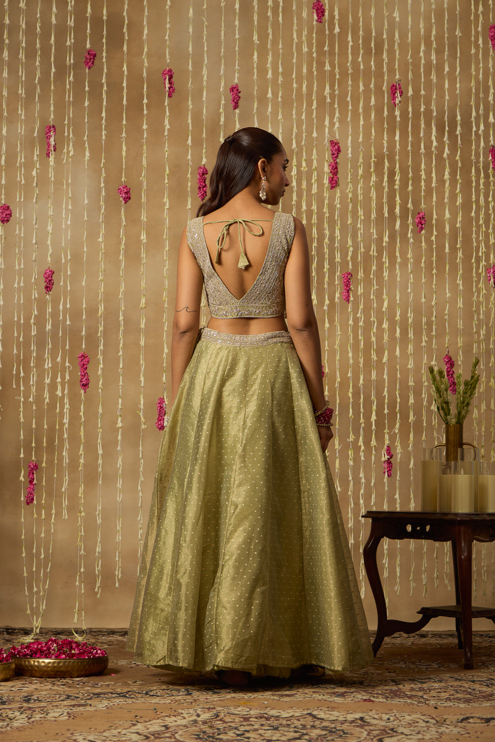 Jhoom Sage Sequin Lehenga Set