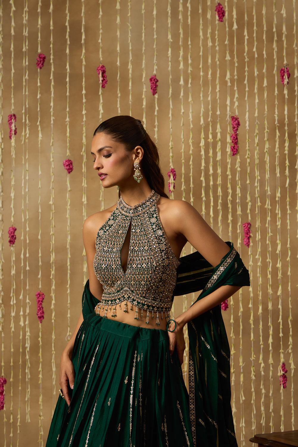Jhoom Emerald Gold Lehenga Set