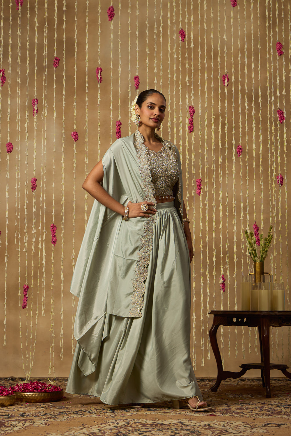 Jhoom Dusty Mint Drape Set
