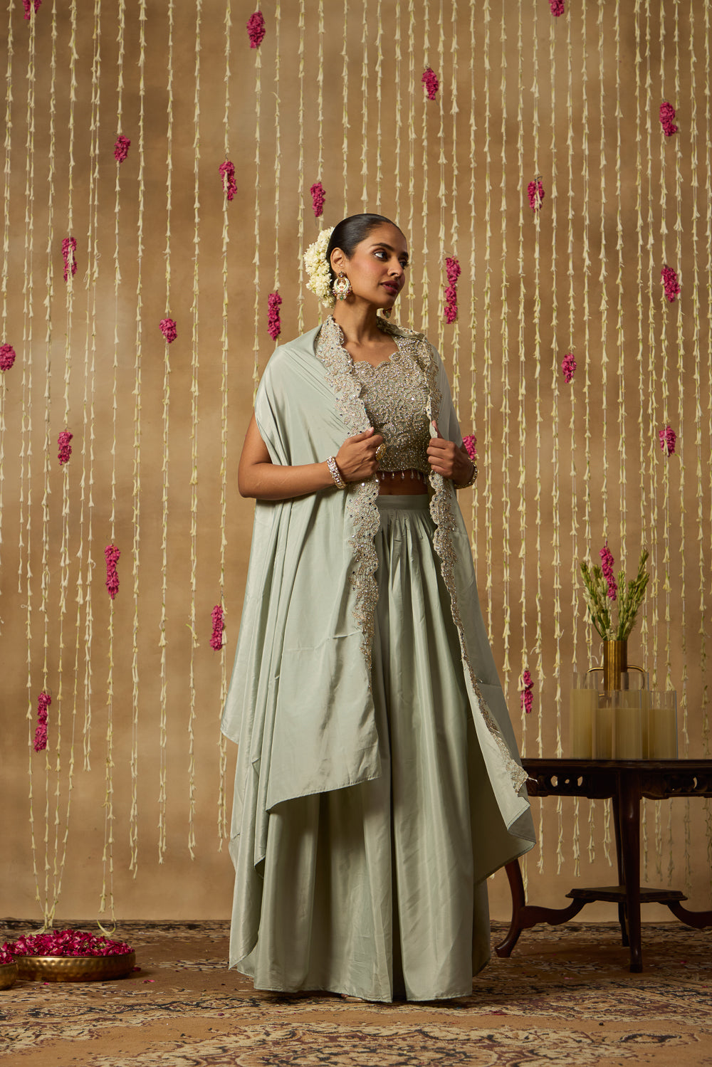Jhoom Dusty Mint Drape Set