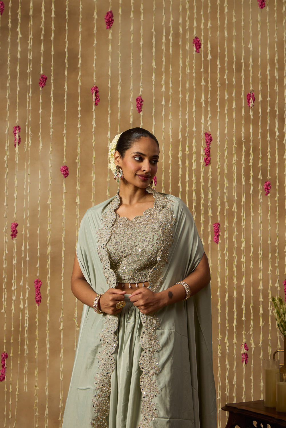 Jhoom Dusty Mint Drape Set