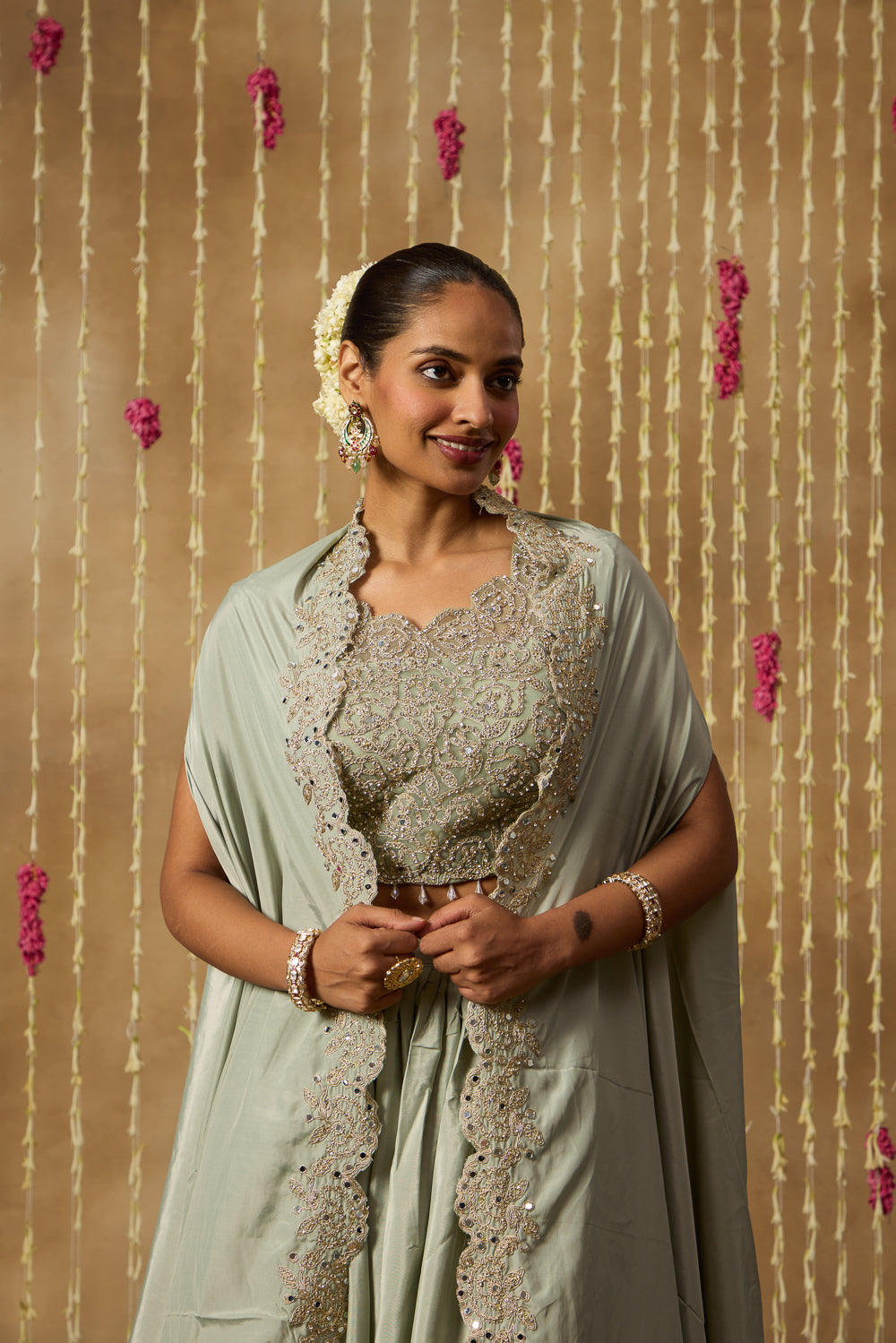 Jhoom Dusty Mint Drape Set