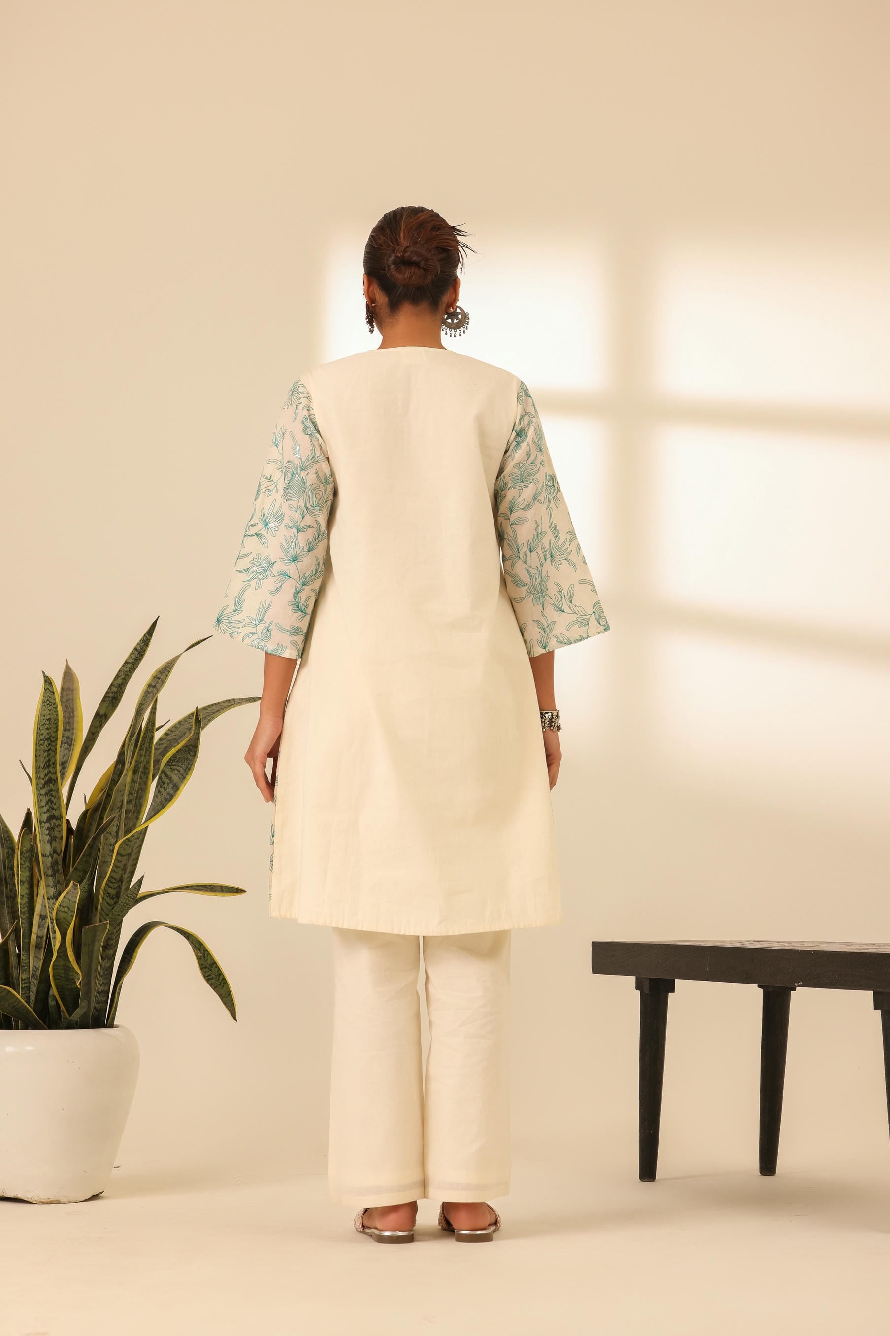 Rangrez Mint Glow A Line Embroidered Kurta Set