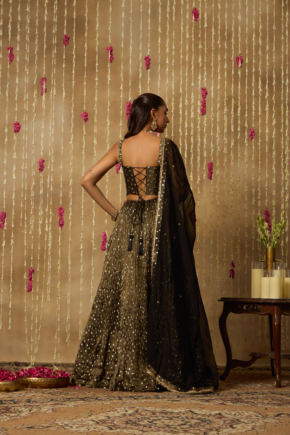 Jhoom Noir Gold Lehenga Set