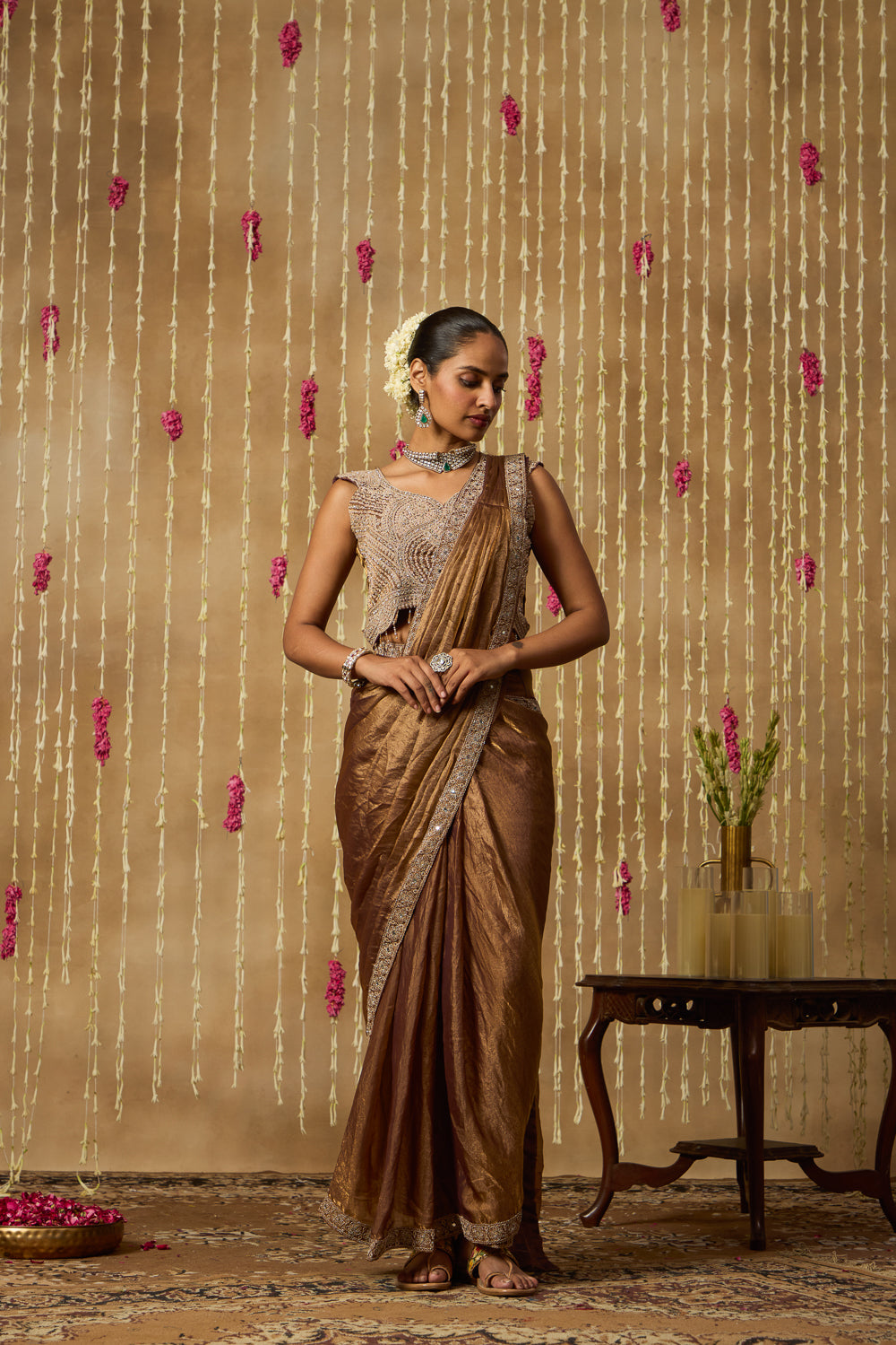 Jhoom Antique Bronze Saree Set
