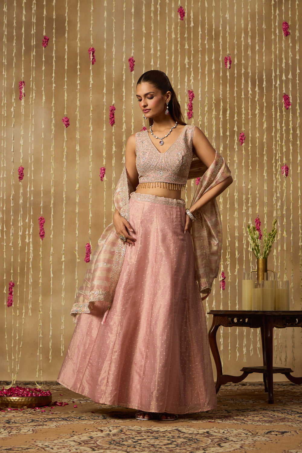 Jhoom Rose Shimmer Lehenga Set