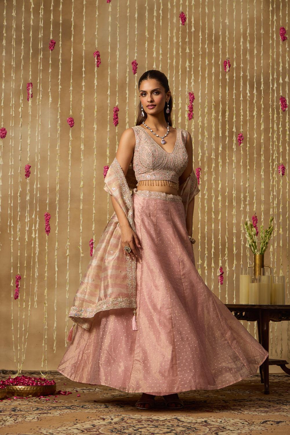 Jhoom Rose Shimmer Lehenga Set
