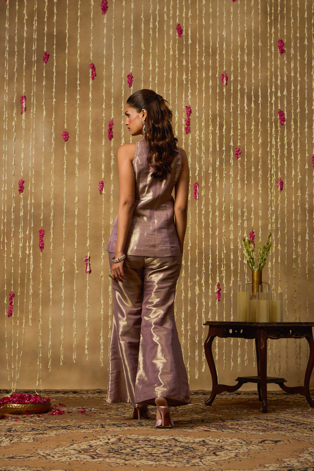 Jhoom Mauve Gold Blazer Set