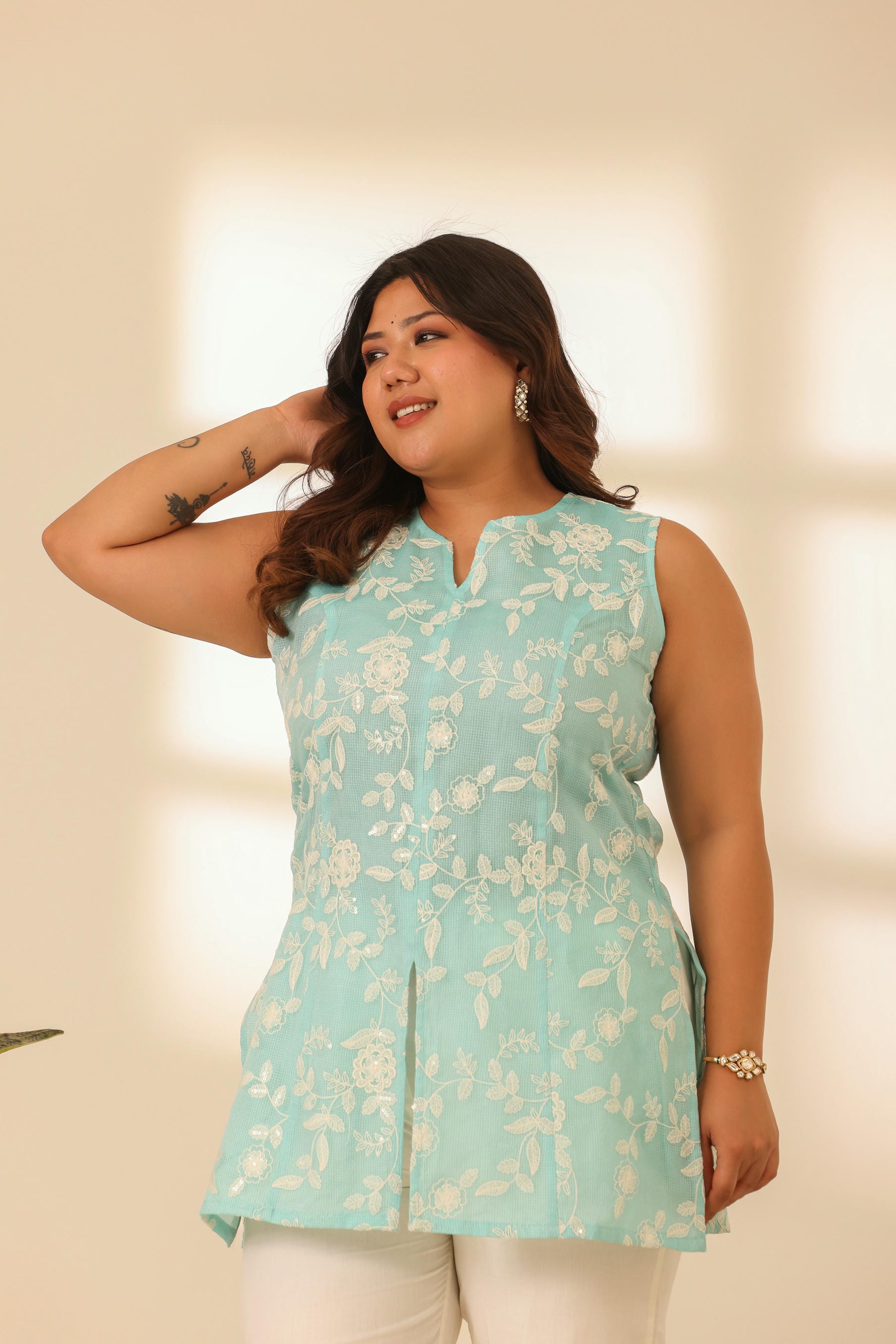 Rangrez Skyline Blue Embroidered Kurta