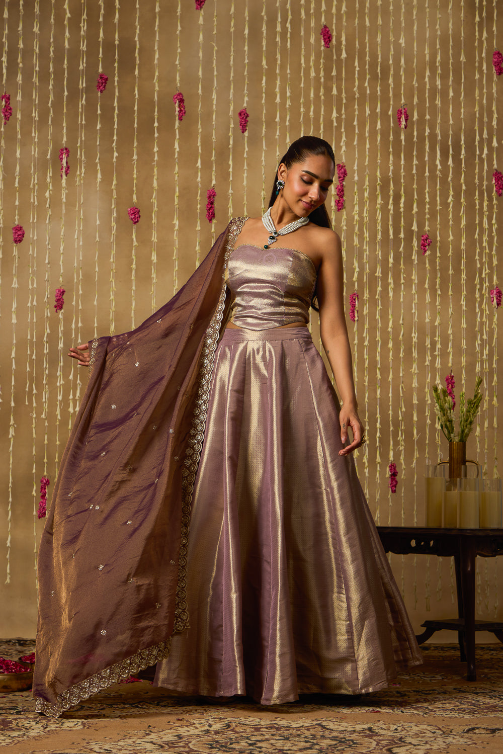 Jhoom Mauve Gold Lehenga Set