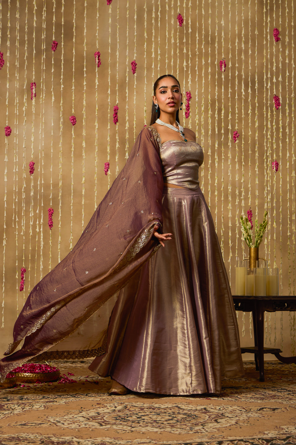 Jhoom Mauve Gold Lehenga Set