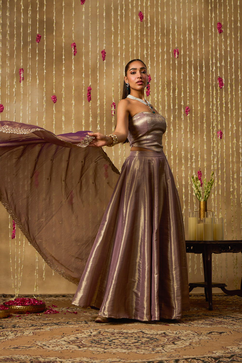 Jhoom Mauve Gold Lehenga Set