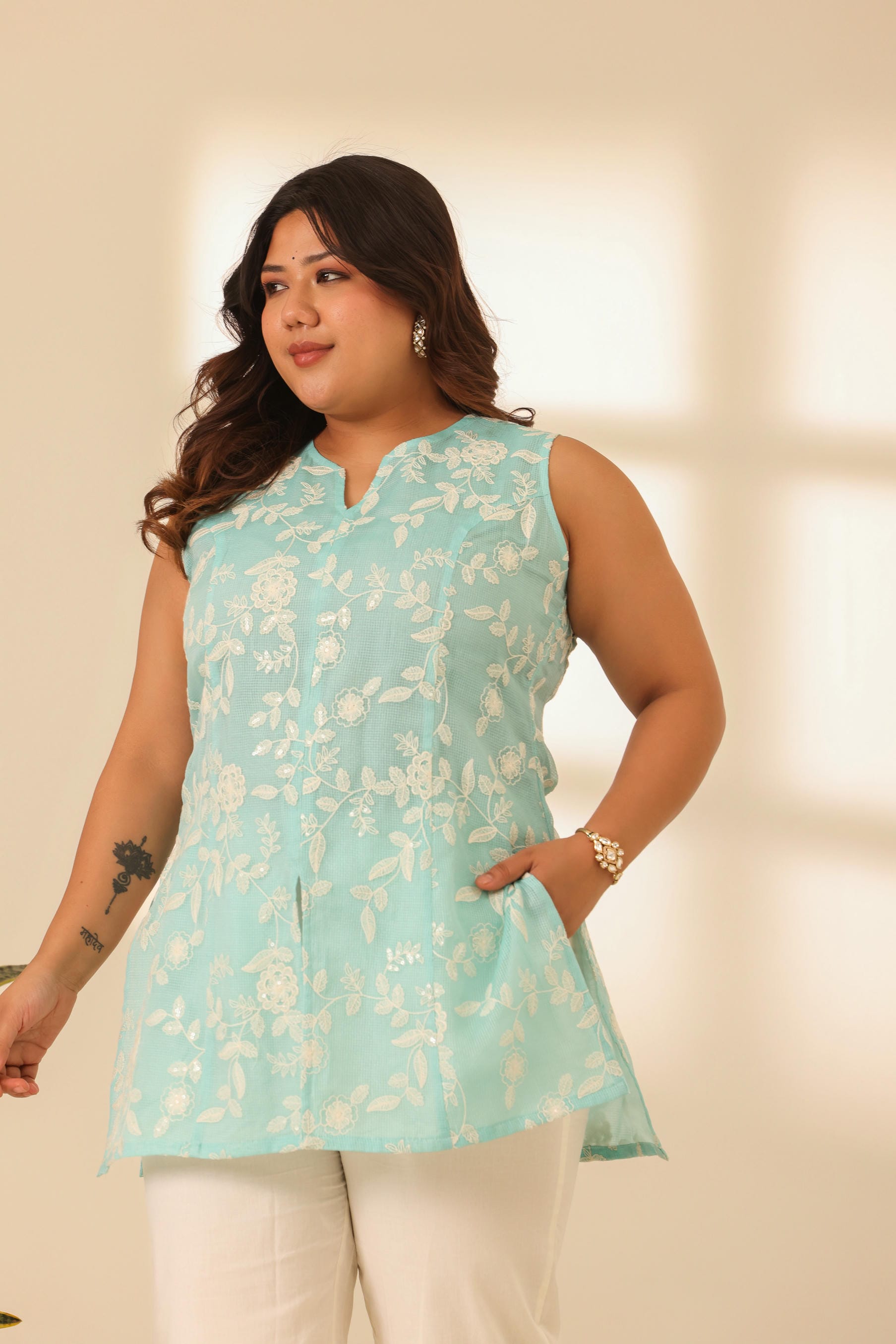 Rangrez Skyline Blue Embroidered Kurta Set