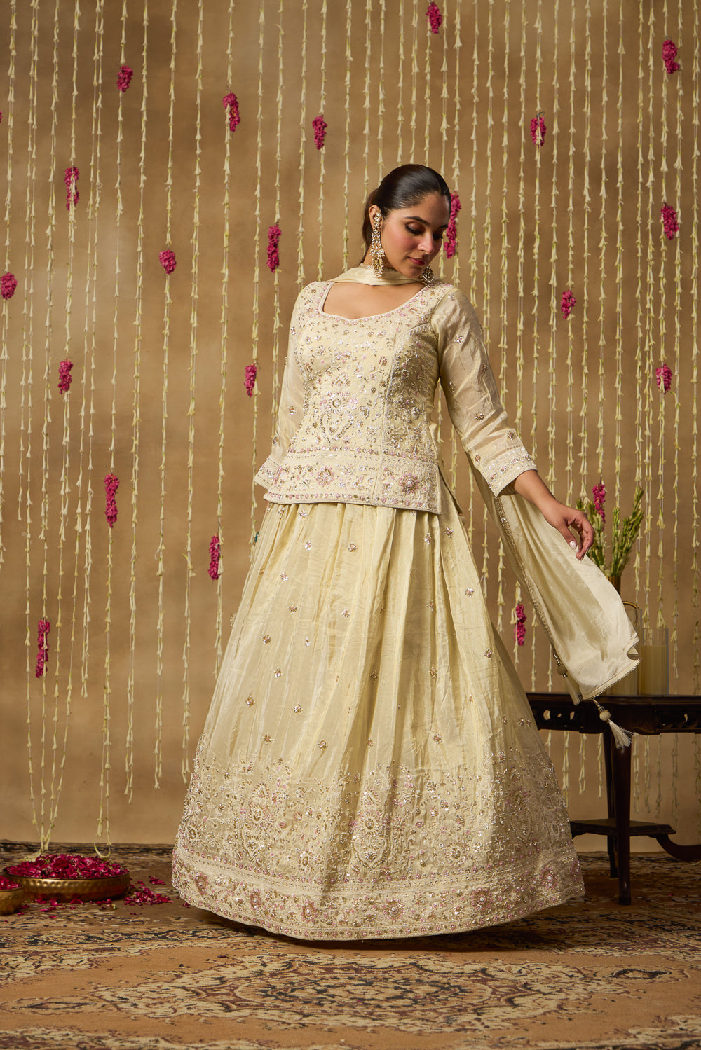 Jhoom Ivory Sequin Lehenga Set