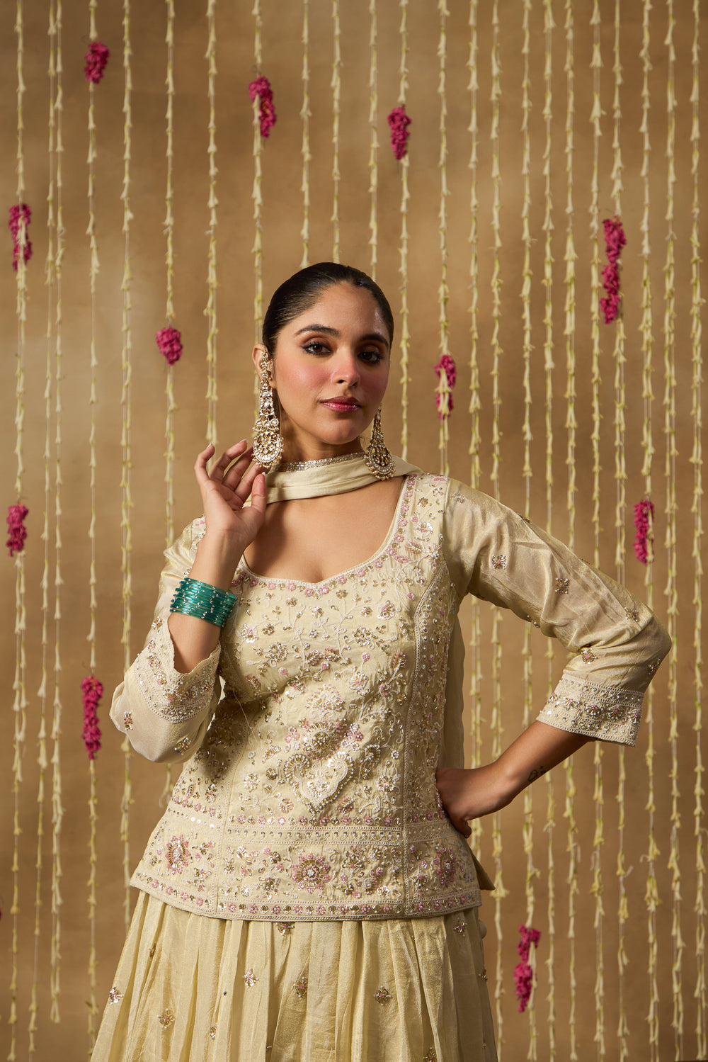 Jhoom Ivory Sequin Lehenga Set