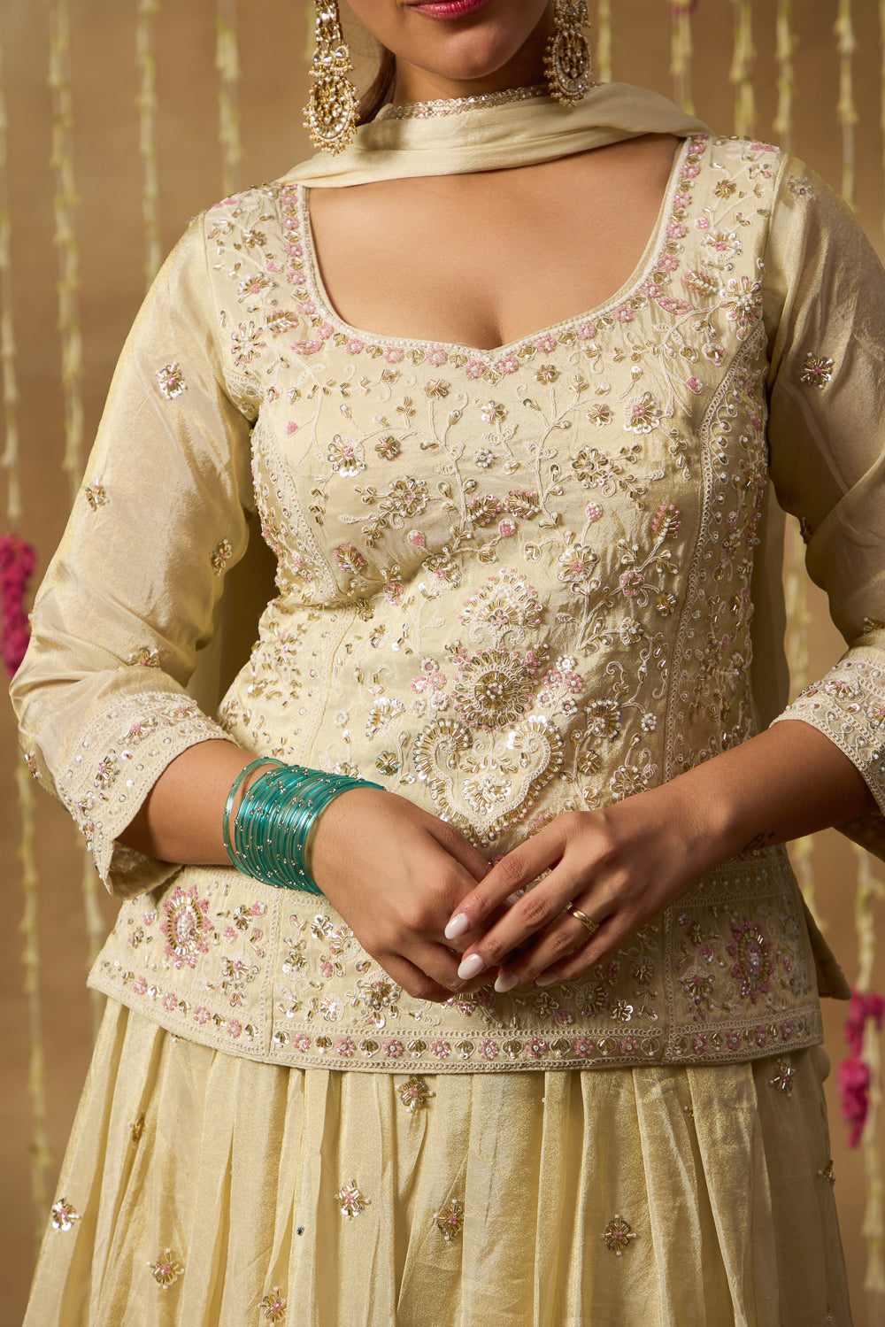 Jhoom Ivory Sequin Lehenga Set
