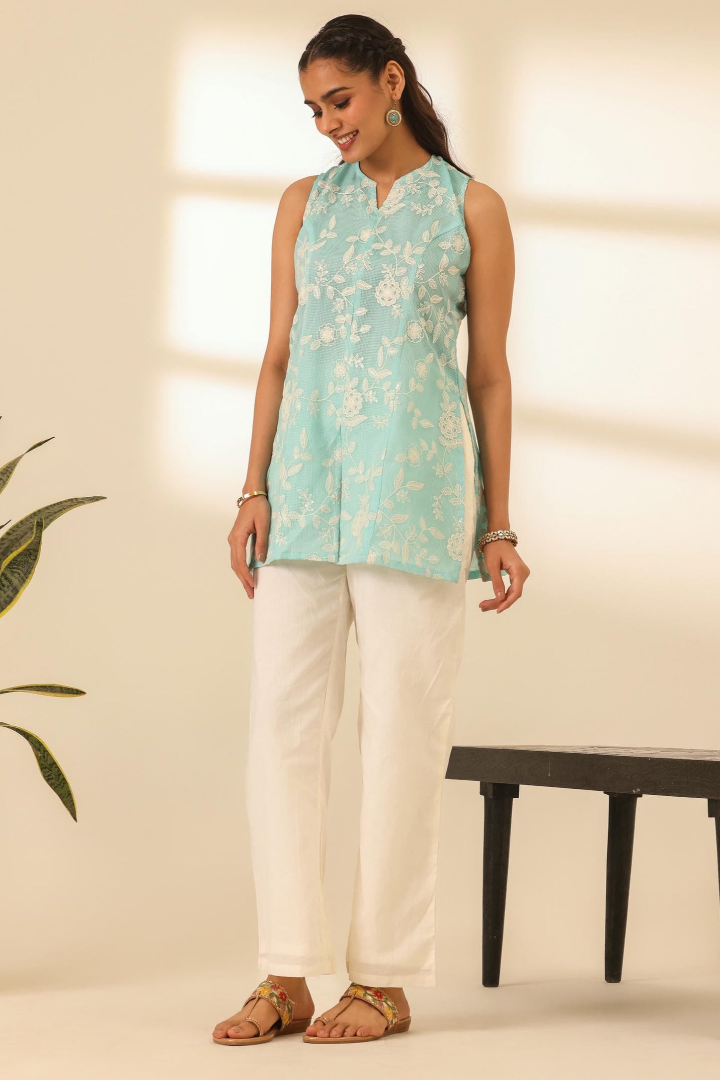 Rangrez Skyline Blue Embroidered Kurta Set