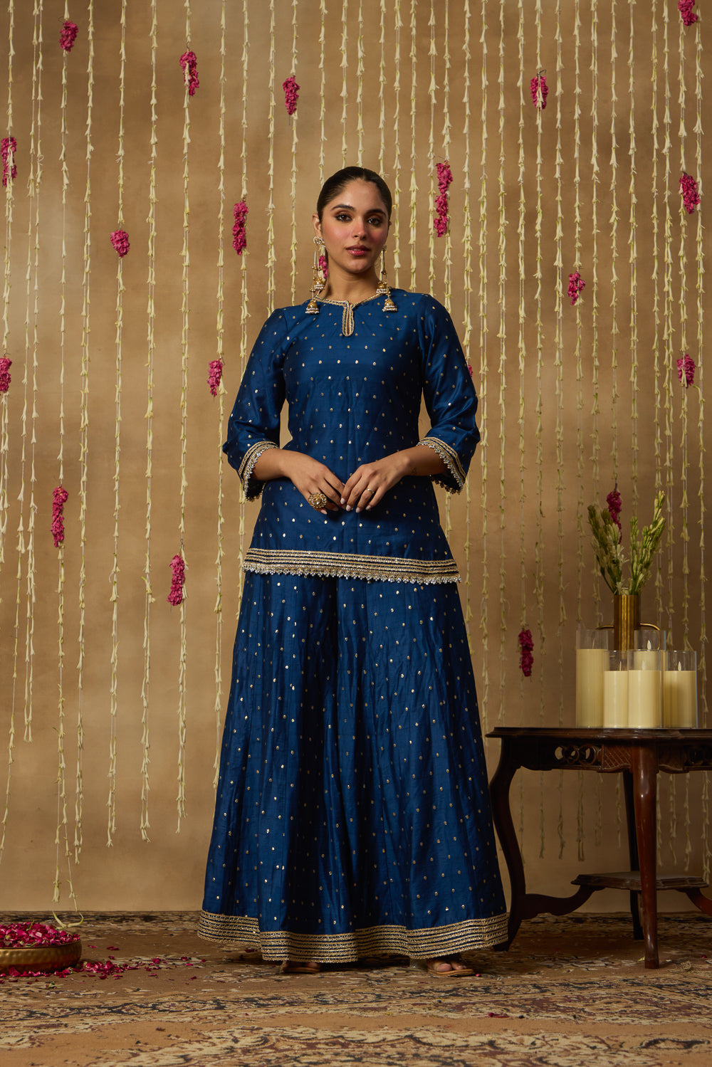 Jhoom Navy Gold Sharara Set
