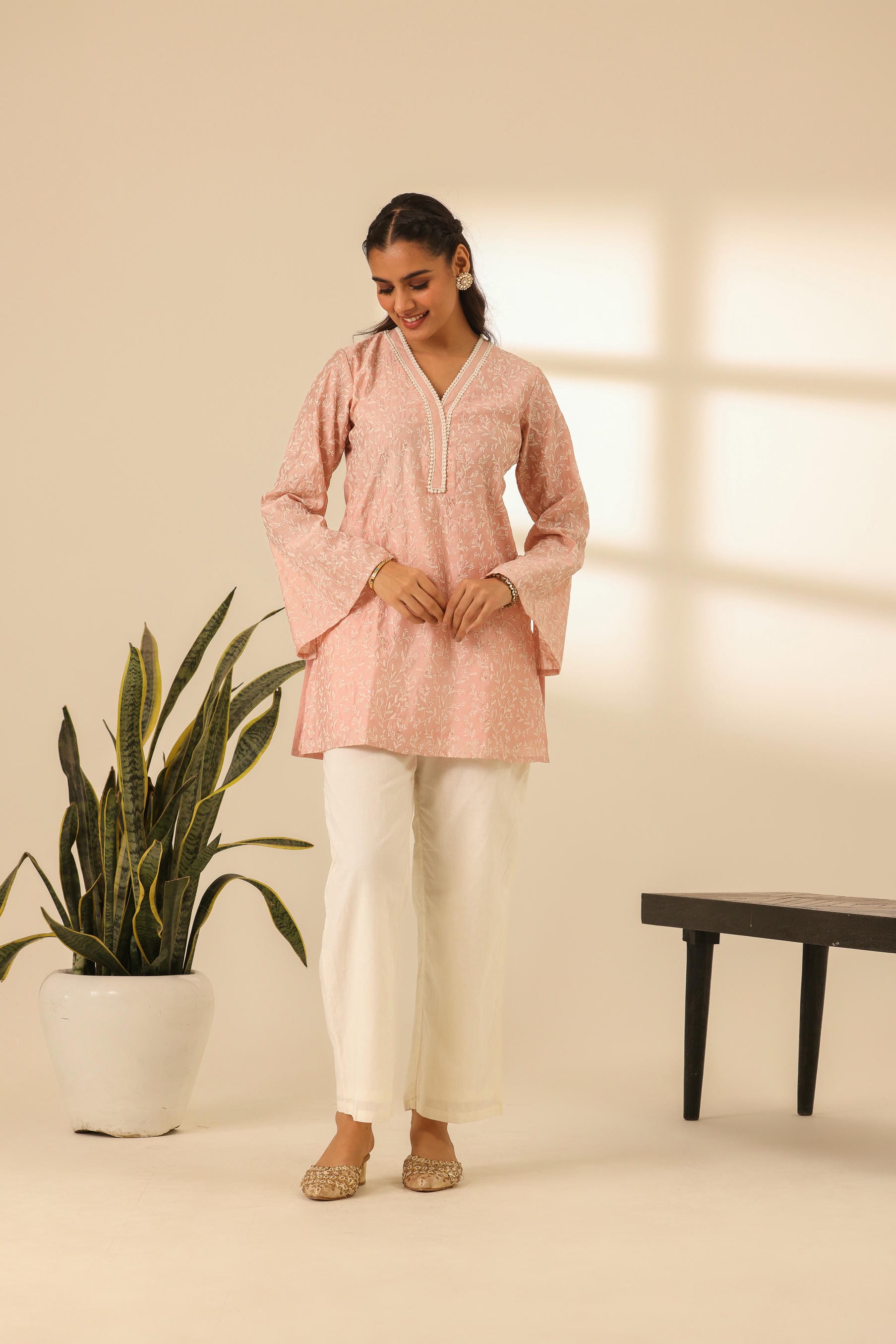 Rangrez Petal Pink Embroidered Kurta Set
