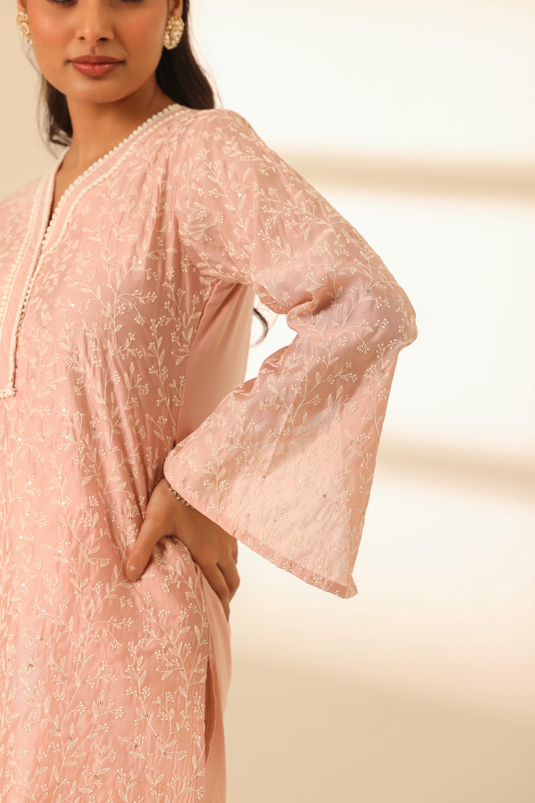 Rangrez Petal Pink Embroidered Kurta Set