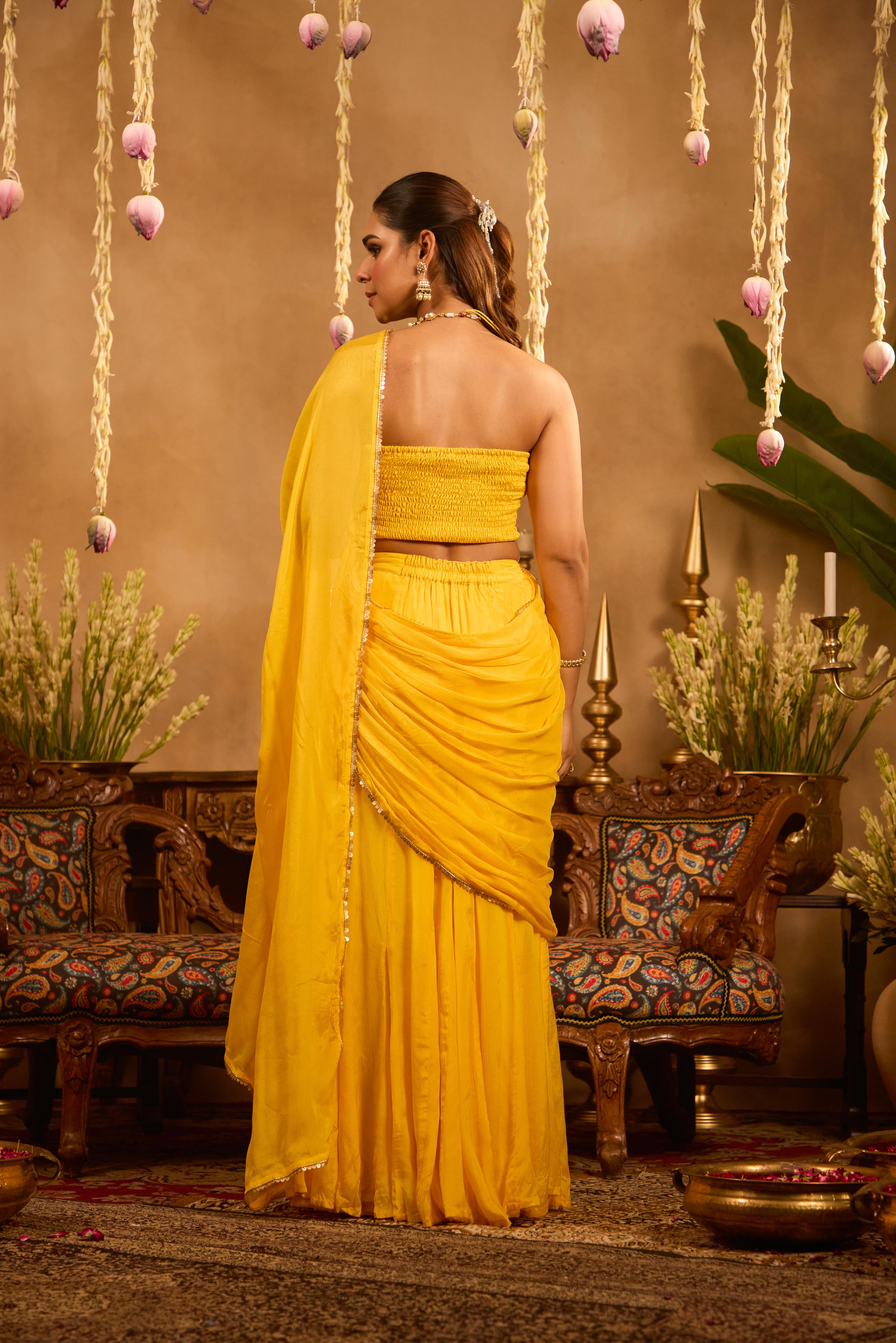 Mastaani Haldi Bloom Draped Saree Set