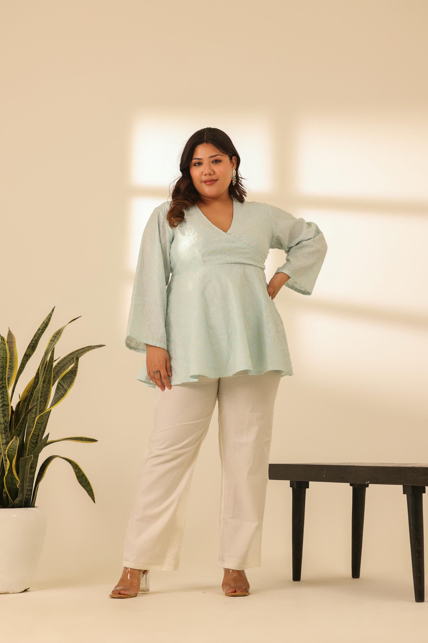 Rangrez Sky Kiss Embroidered Peplum Kurta