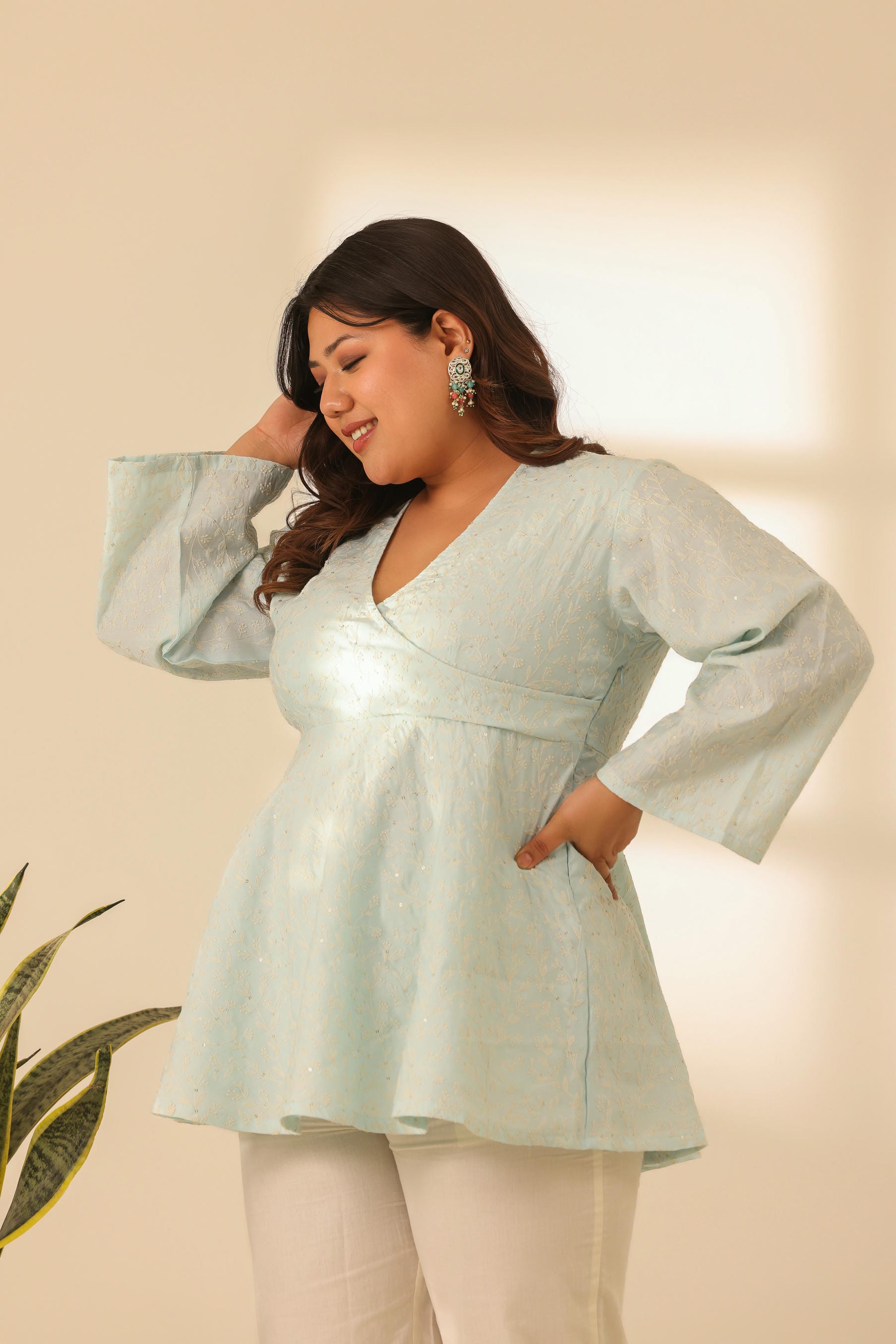 Rangrez Sky Kiss Embroidered Peplum Kurta