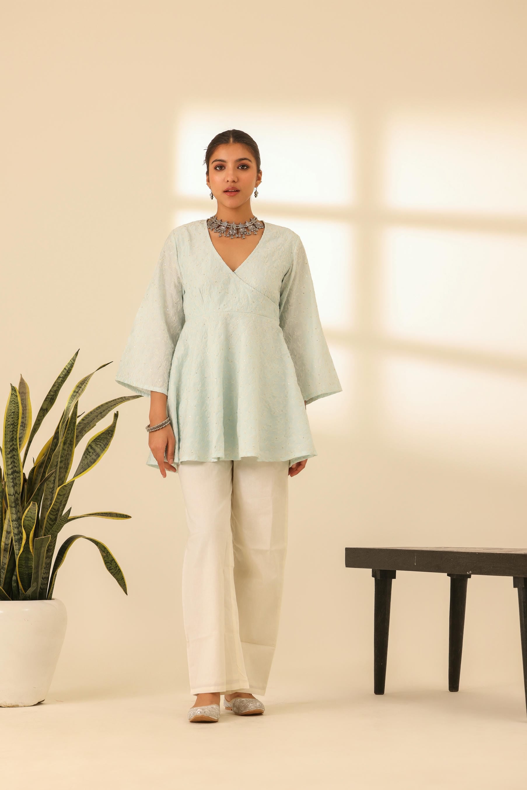 Rangrez Sky Kiss Embroidered Peplum Kurta