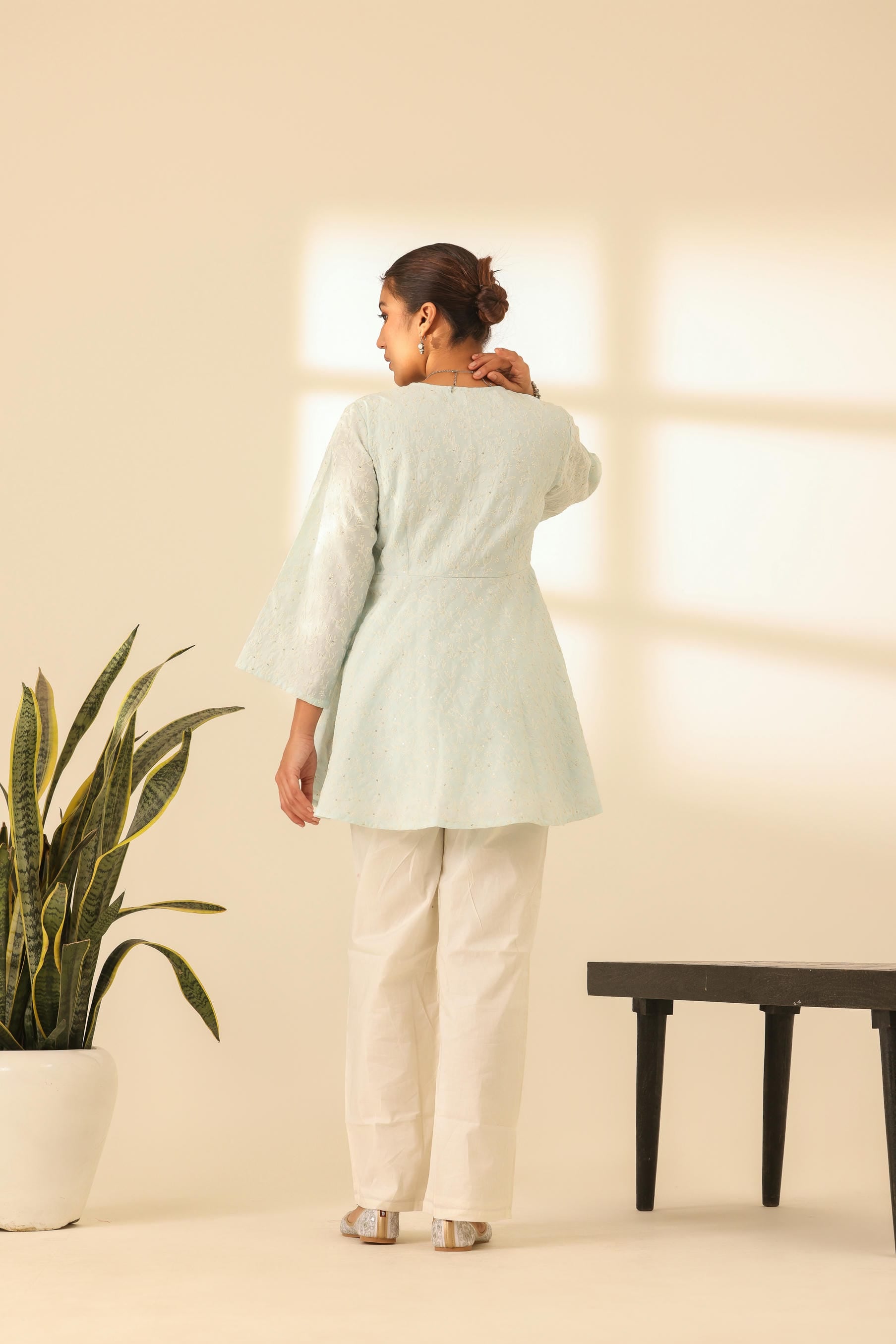 Rangrez Sky Kiss Embroidered Peplum Kurta Set