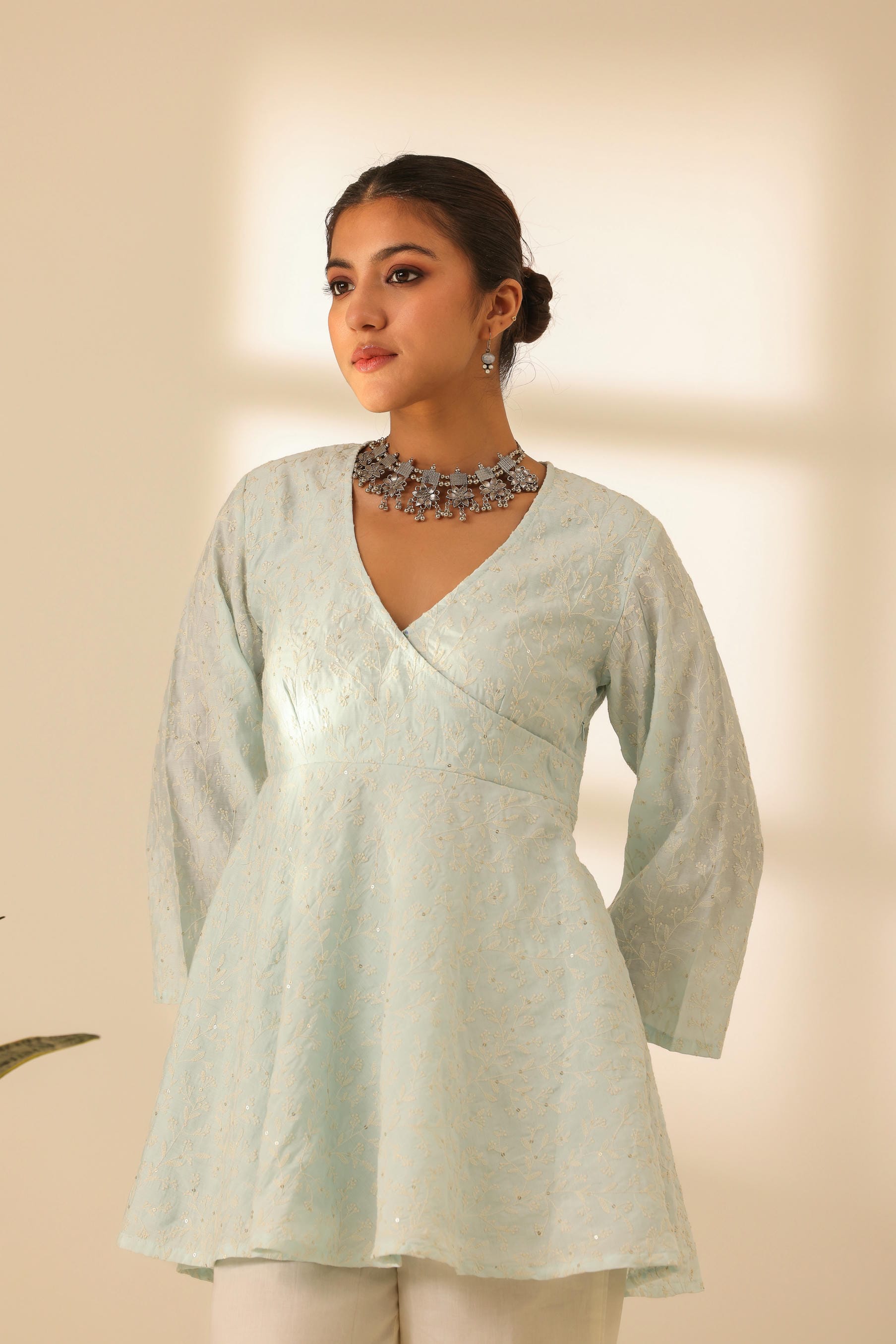 Rangrez Sky Kiss Embroidered Peplum Kurta Set