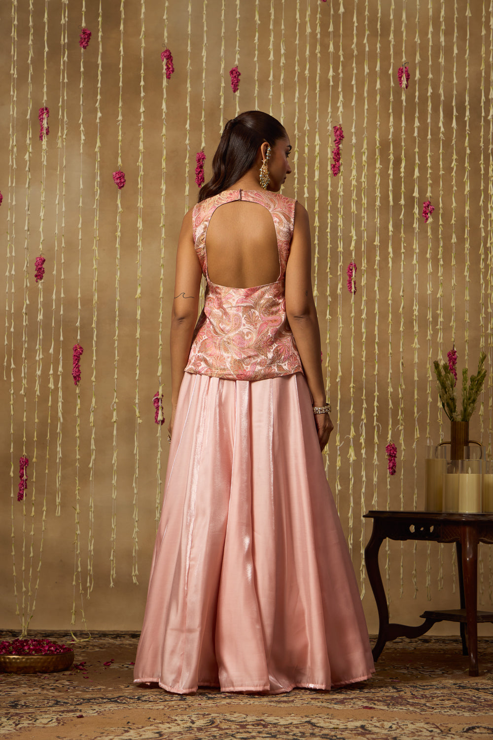 Jhoom Peach Paisley Lehenga Set