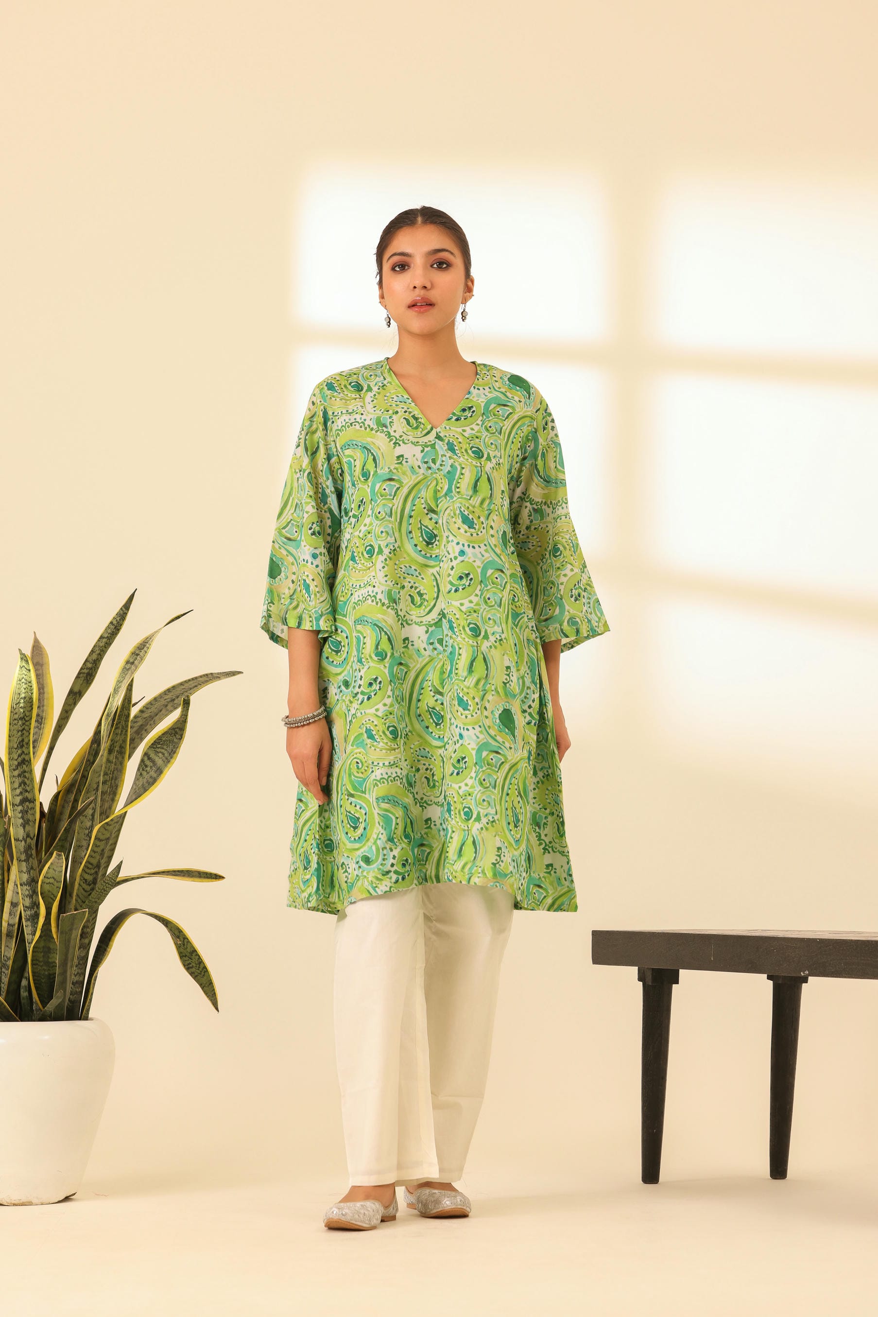 Rangrez Mean Green A Line Kurta