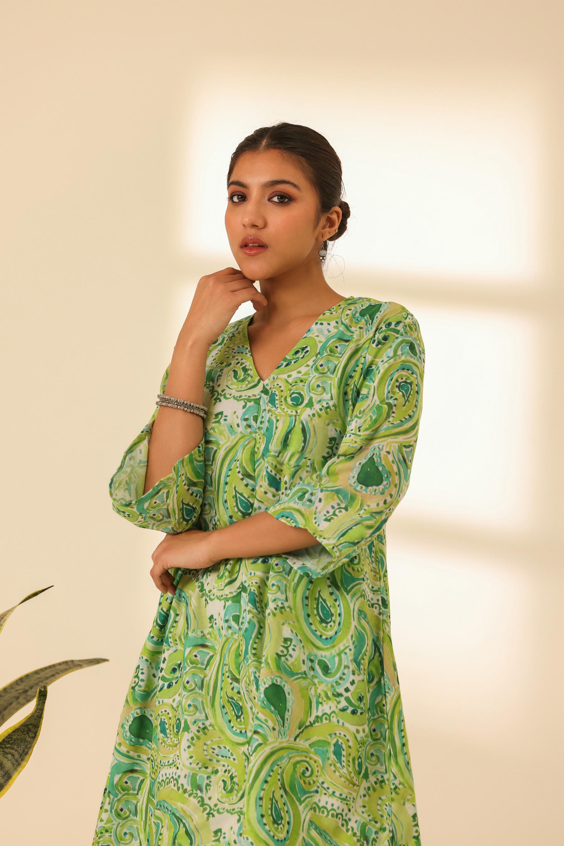 Rangrez Mean Green A Line Kurta