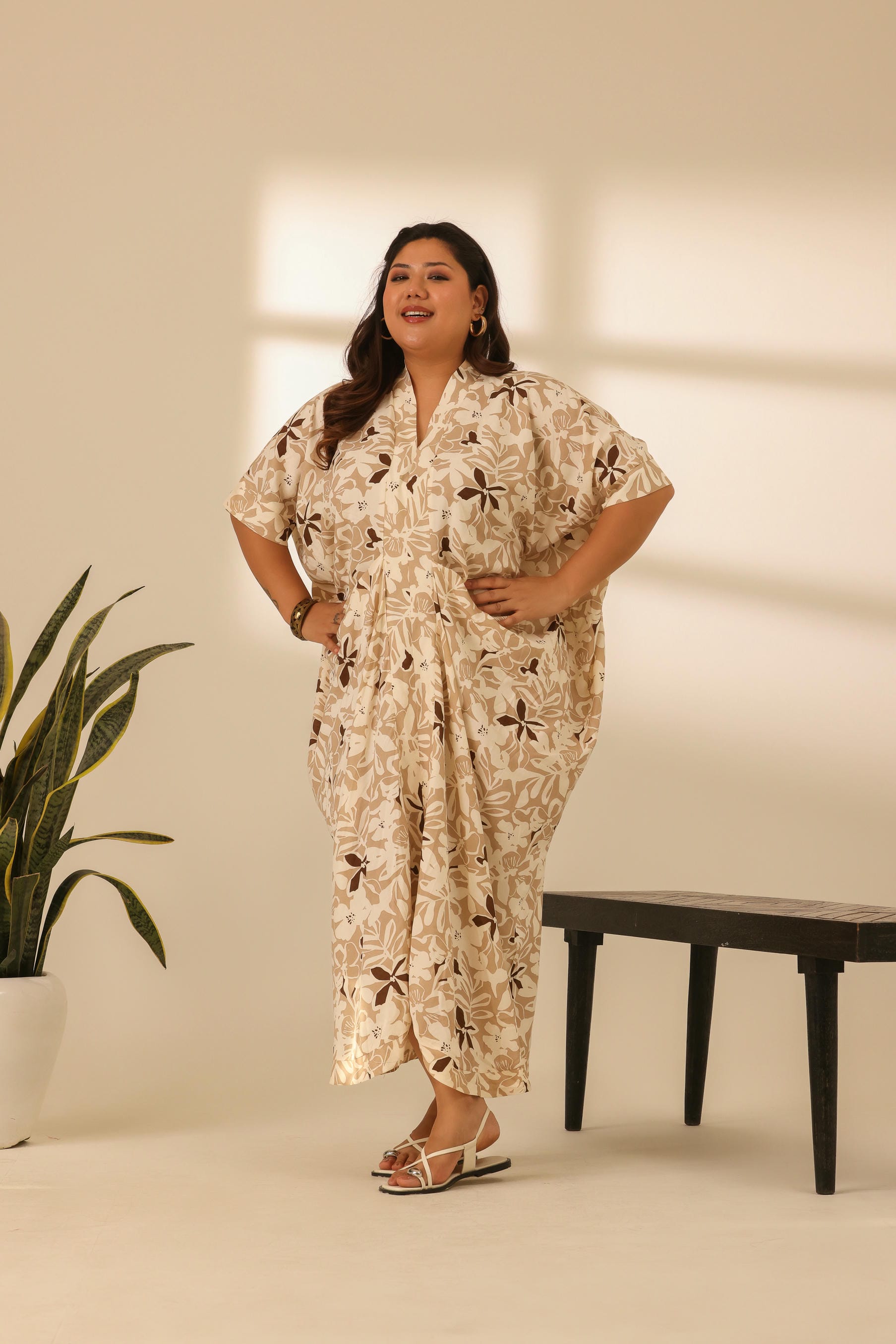 Rangrez Nutty Latte Draped Kaftan