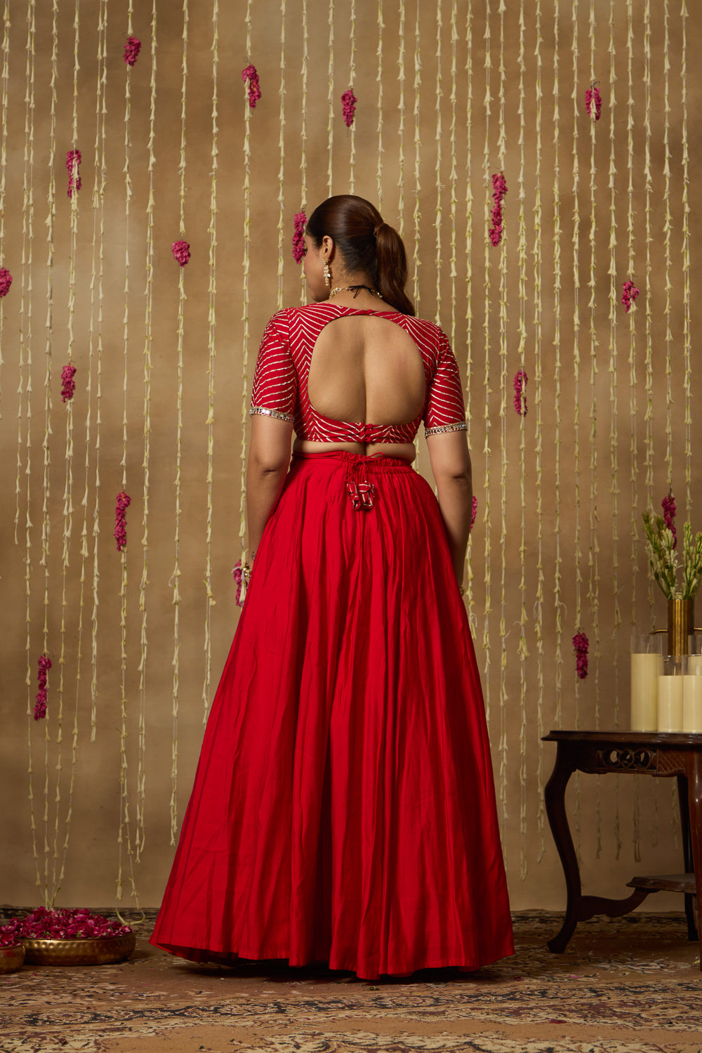 Jhoom Scarlet Chevron Lehenga Set