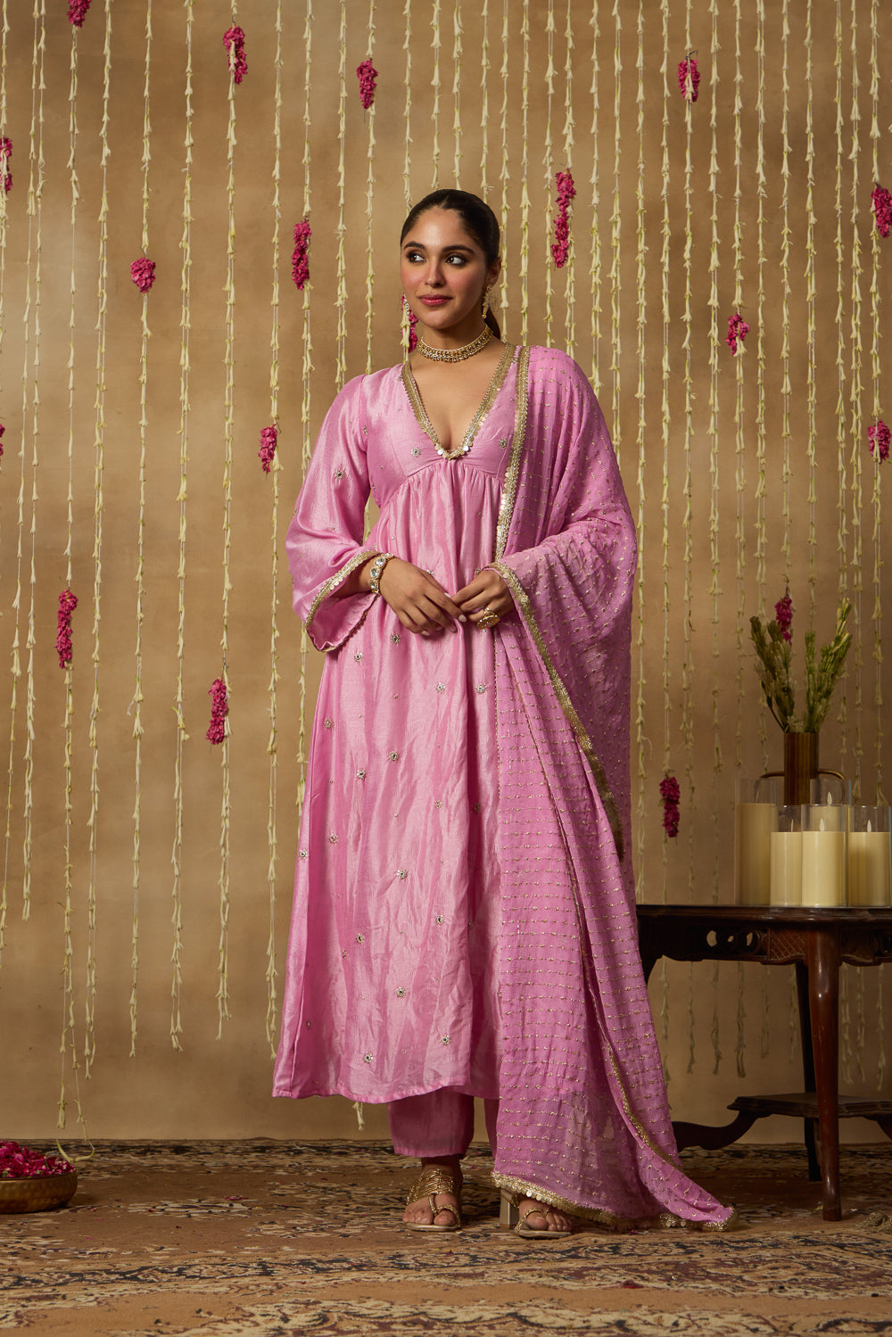 Jhoom Pink Pearl Anarkali Set