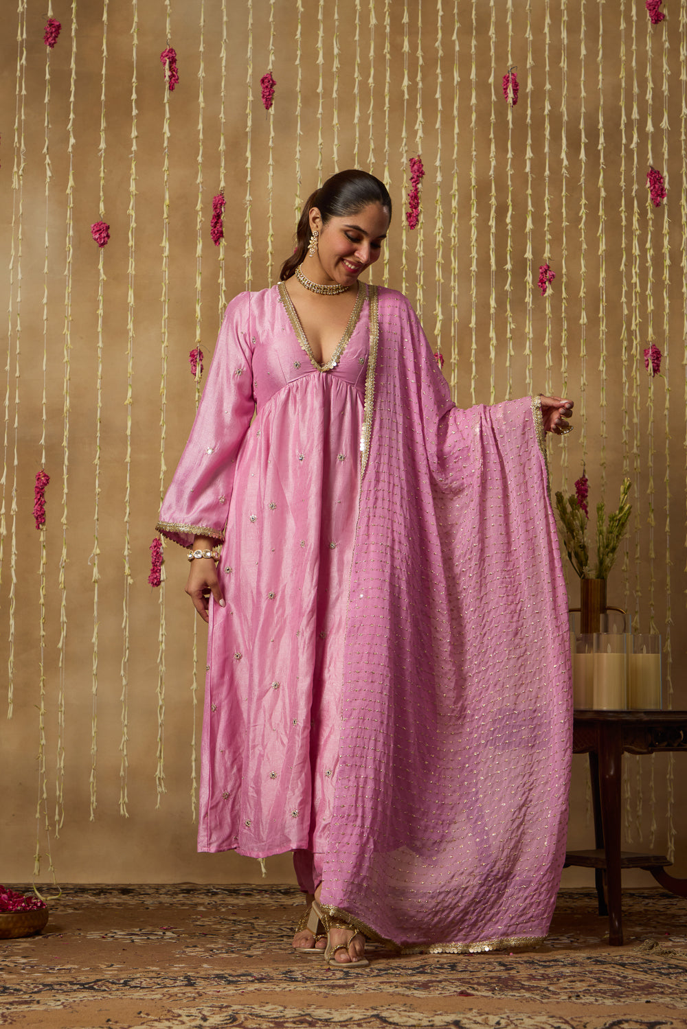 Jhoom Pink Pearl Anarkali Set