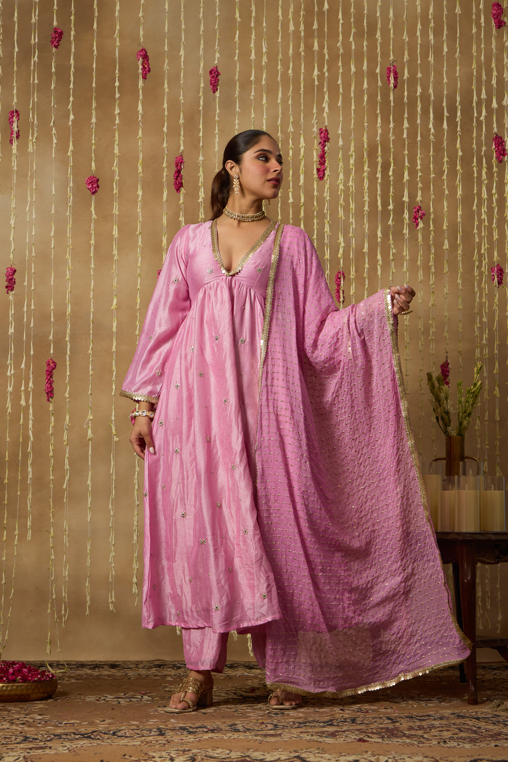 Jhoom Pink Pearl Anarkali Set