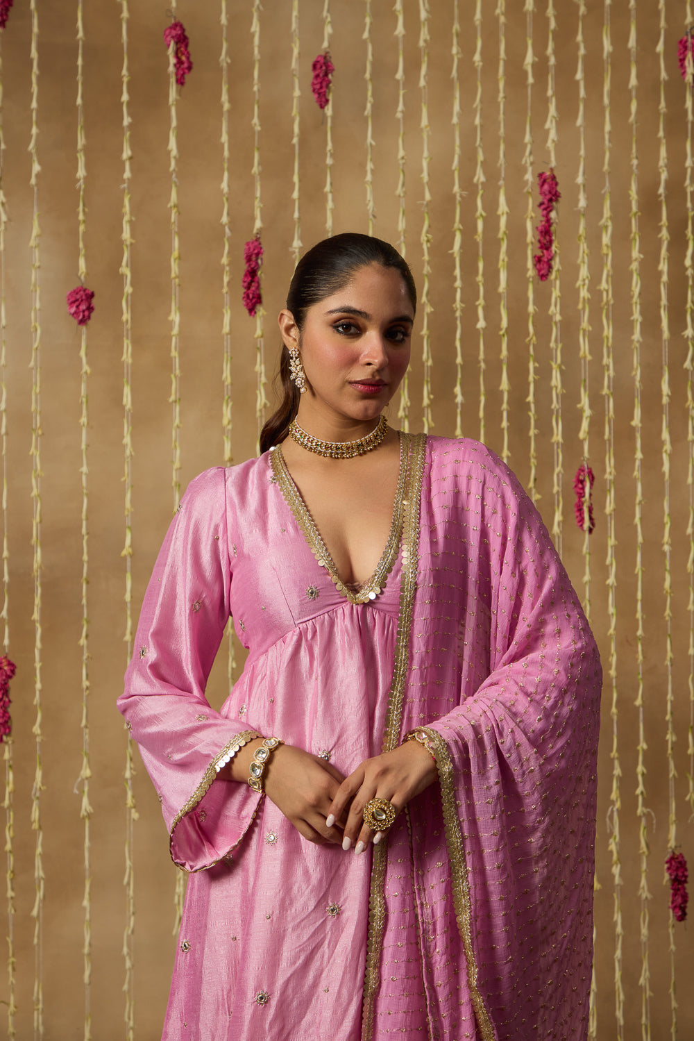 Jhoom Pink Pearl Anarkali Set