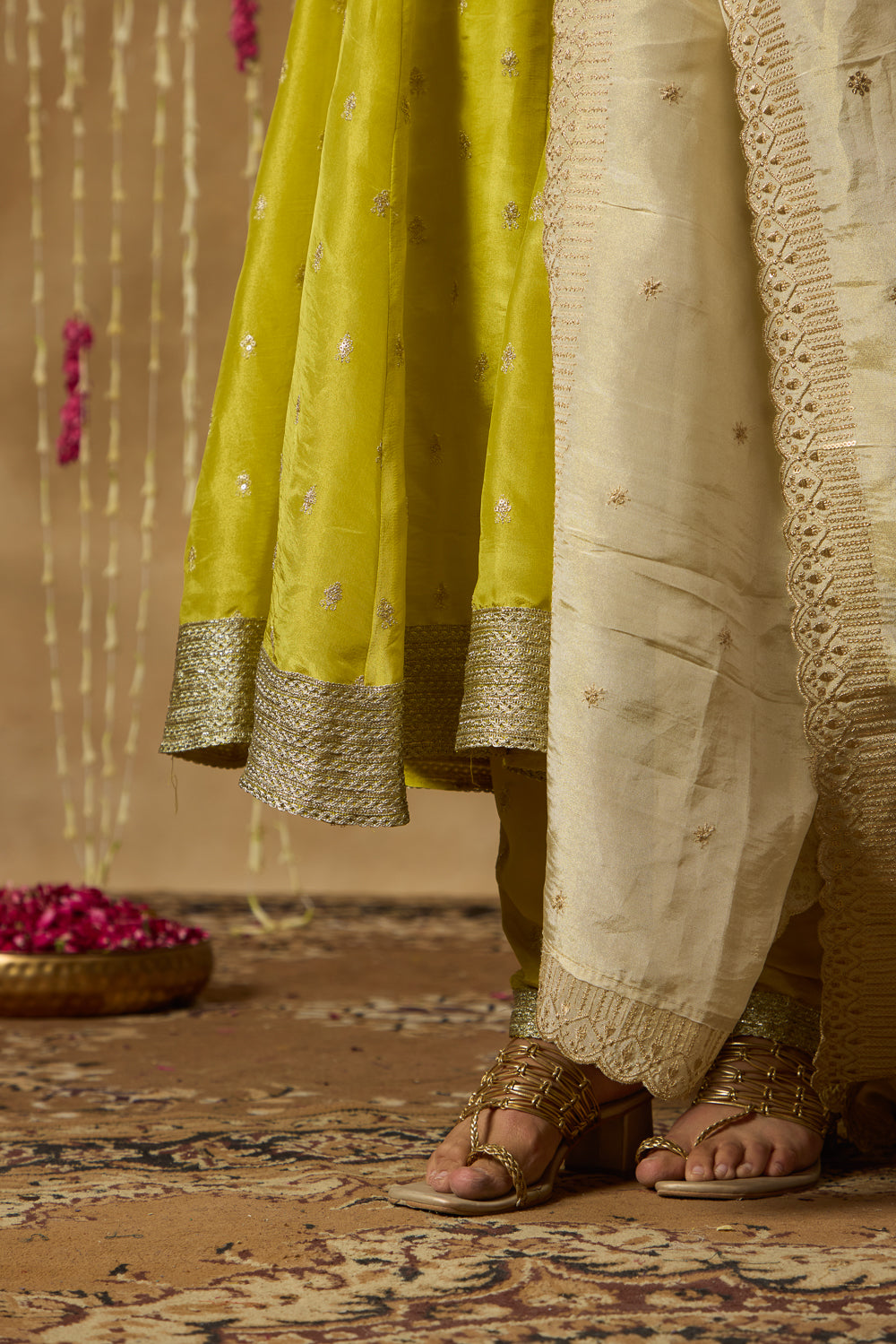 Jhoom Lime Zari Anarkali Set